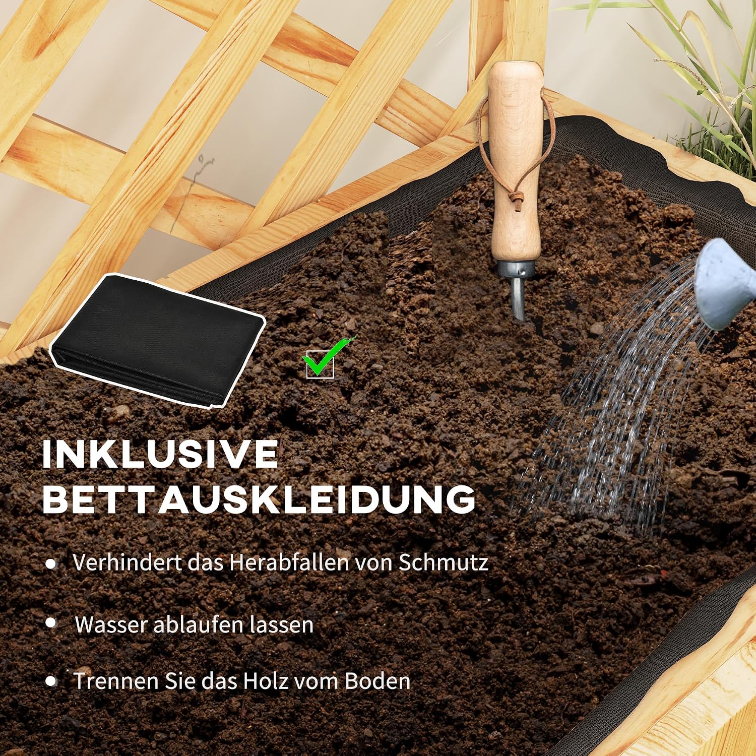 Outsunny Hochbeet mit Spalier, Blumenhochbeet aus Tanneholz, Pflanzbeet mit Rankgitter, Frühbeet mit Regale, Gartenbeet Pflanzkübel Pflanzkasten für Terrasse, Garten, 76 x 33 x 177 cm — Ansicht 5