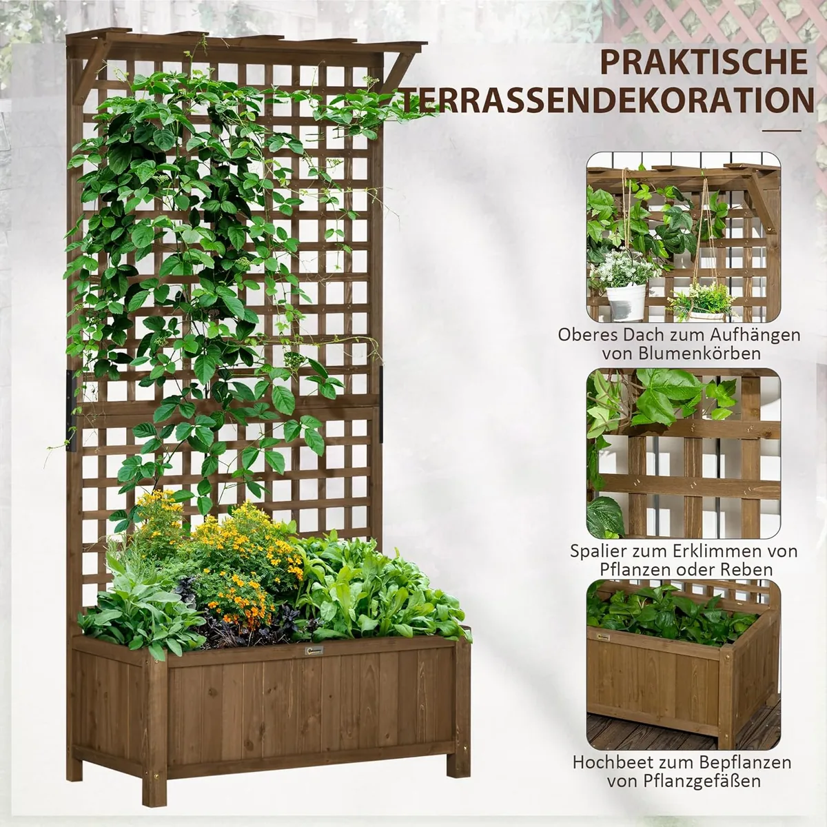 Hochbeet Pflanzkasten mit Rankgitter, Spalier Pflanzkübel… — Ansicht 3