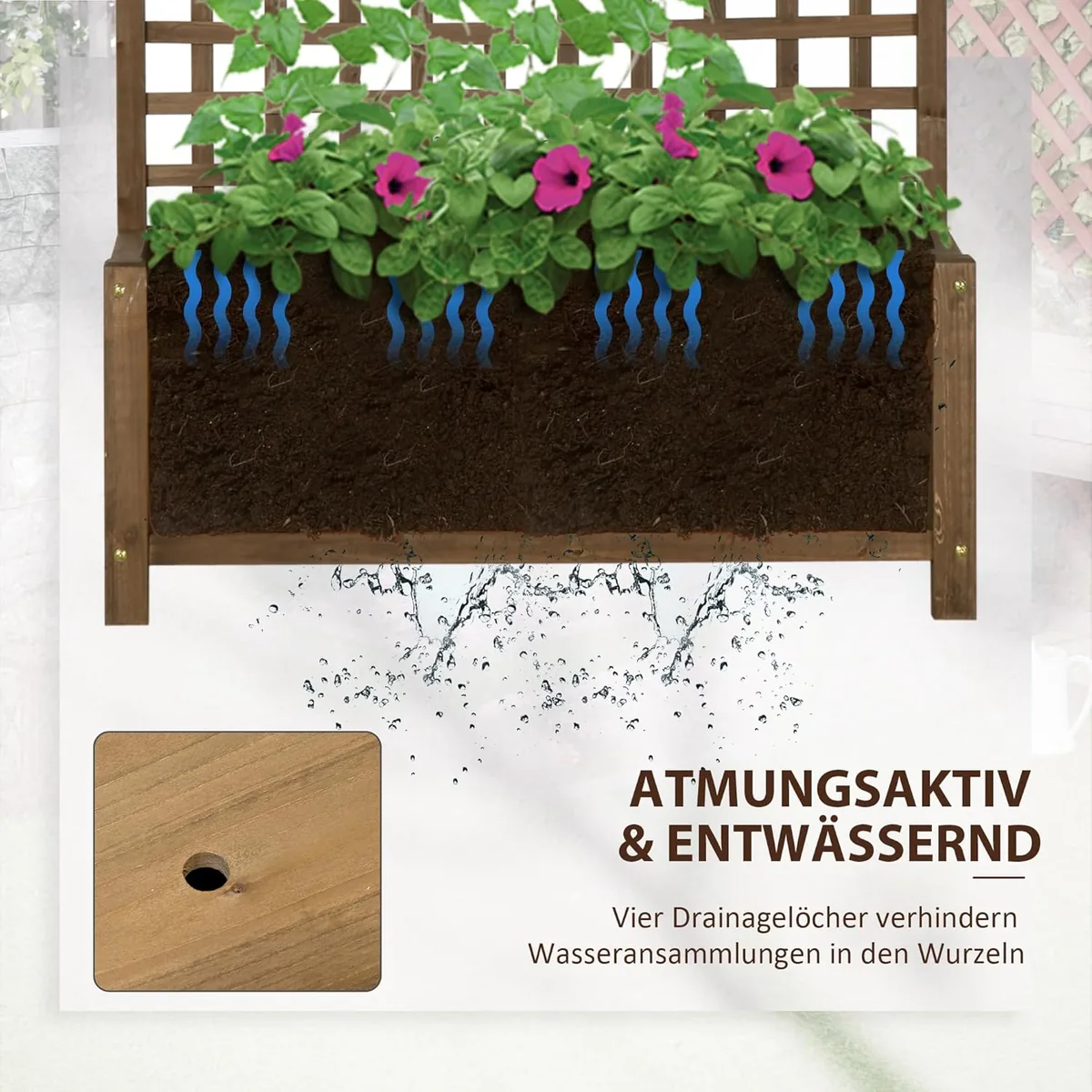 Hochbeet Pflanzkasten mit Rankgitter, Spalier Pflanzkübel… — Ansicht 4