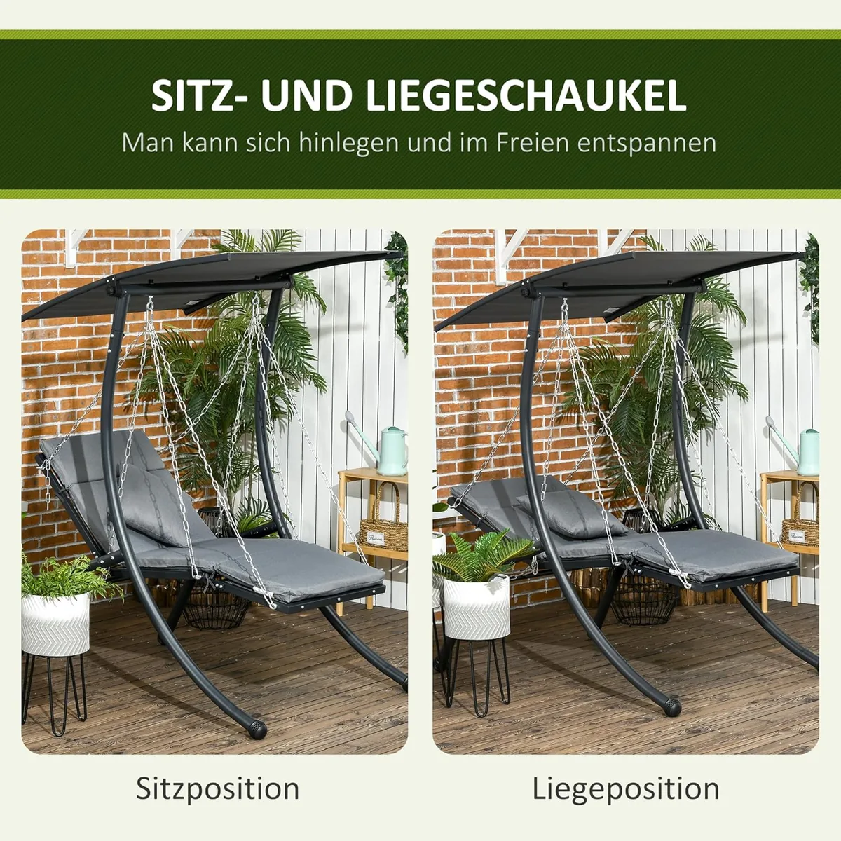 Hollywoodschaukel, Gartenschaukel mit Kissen, Hängeliege… — Ansicht 3