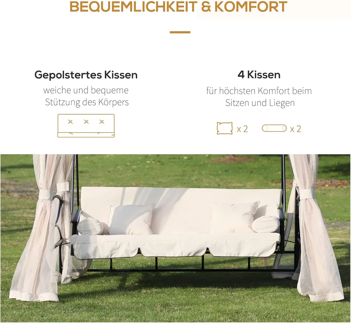 Hollywoodschaukel Gartenschaukel Schaukel mit… — Ansicht 4