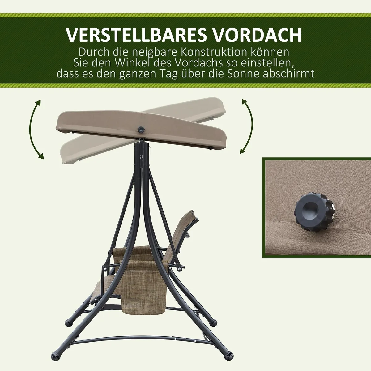 Hollywoodschaukel mit Seitentasche, 3-Sitzer… — Ansicht 3