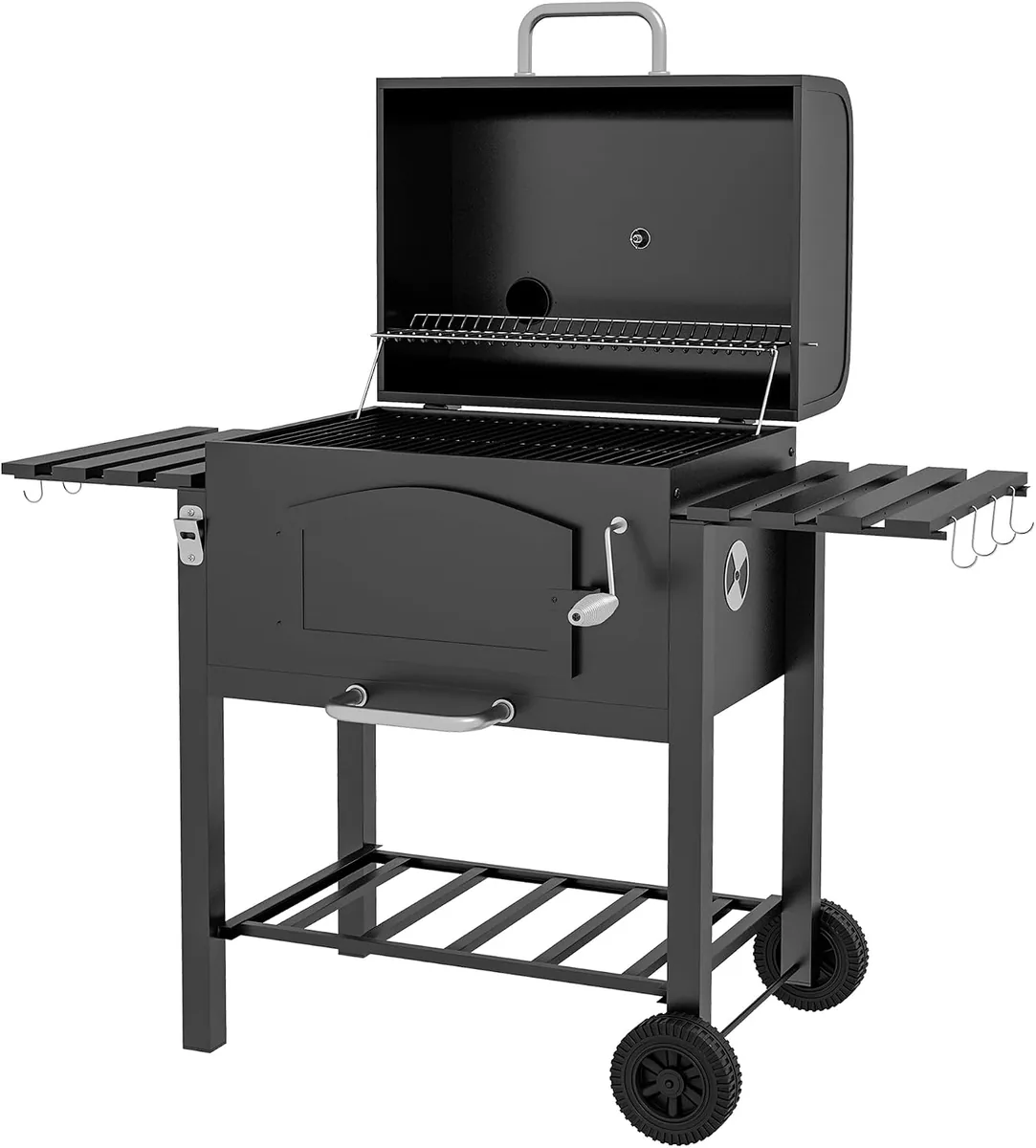 Holzkohlegrill BBQ Gartengrill mit Deckel und Ablagen…