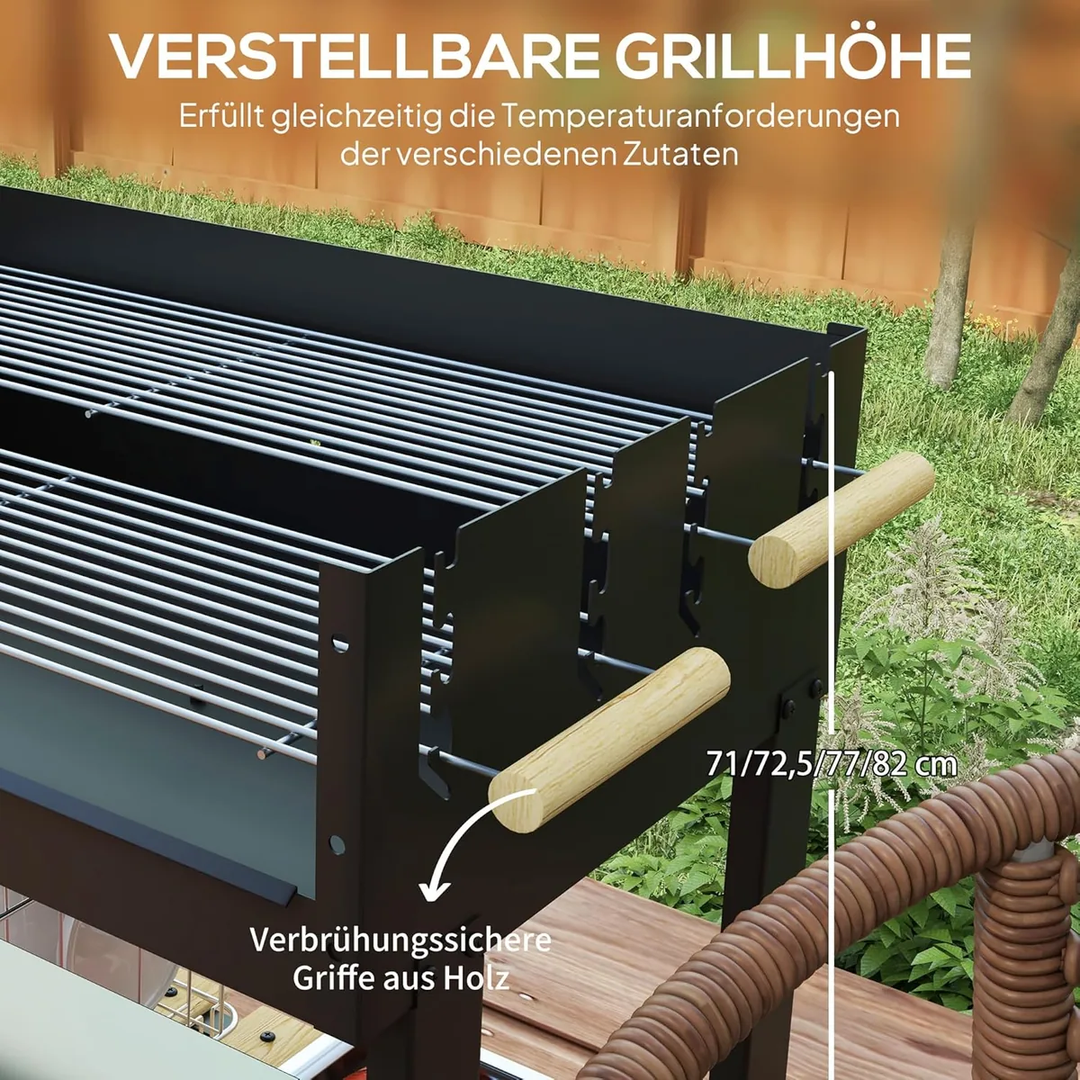 Holzkohlegrill, Gartengrill mit Ablage, zwei Grillrost… — Ansicht 3