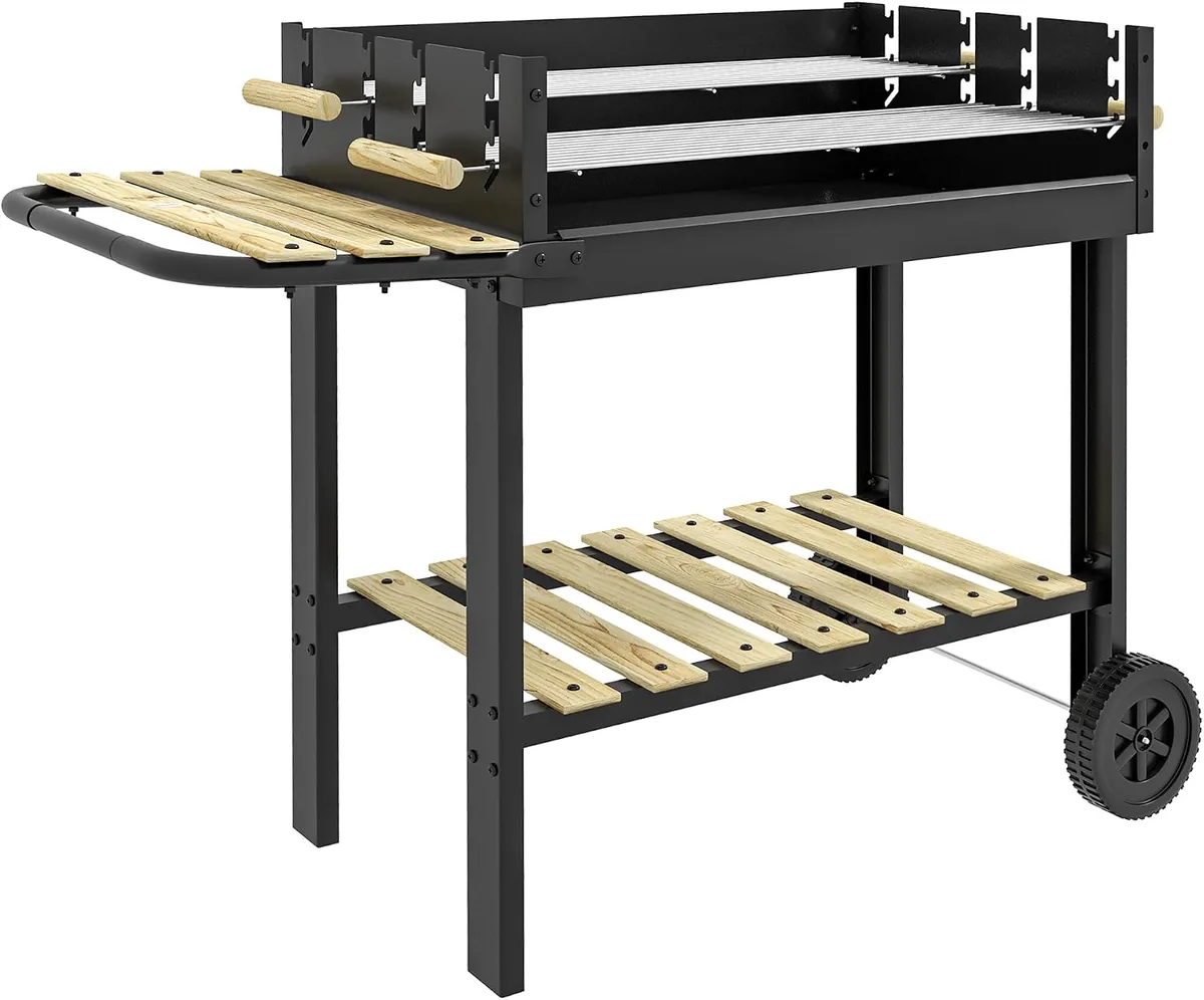 Holzkohlegrill, Gartengrill mit Ablage, zwei Grillrost…