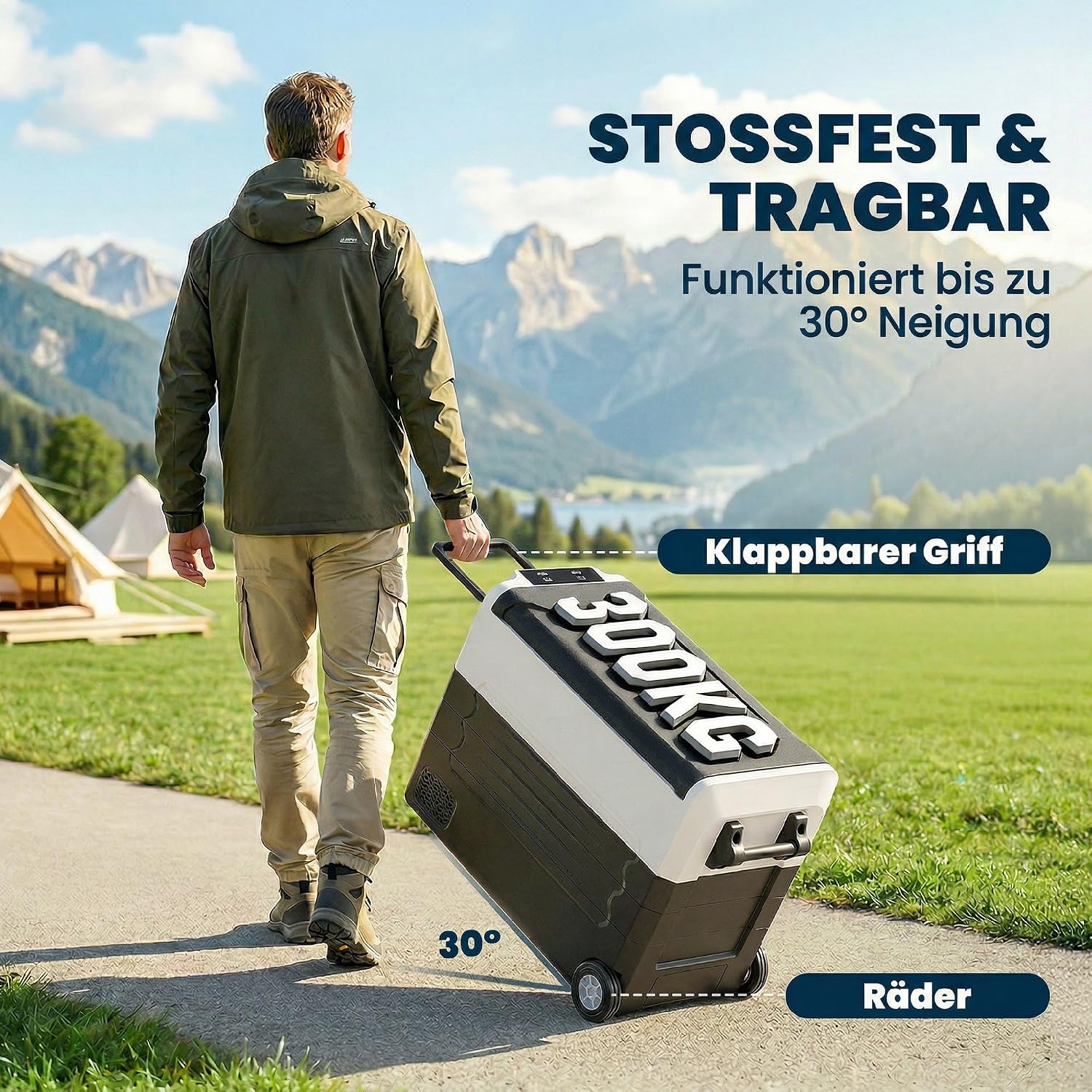 Outsunny Kompressor Kühlbox 50L -20°C bis 20°C Elektrische Kühlbox mit Dual-Zone Temperaturregelung APP LED Batterieschutz Klappgriff, 12/24V DC&110-230V AC Tragbar Auto Kühlschrank Camping Gefrierbox — Ansicht 6