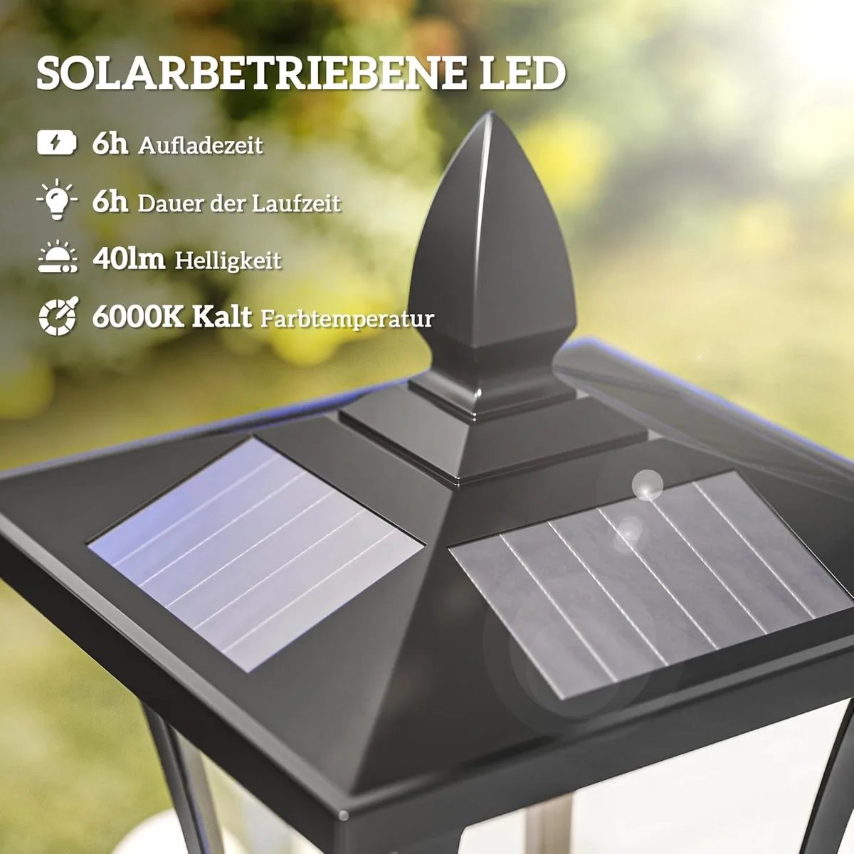 LED Solar Gartenlaterne, Gartenlampe aus Edelstahl 160 cm… — Ansicht 3