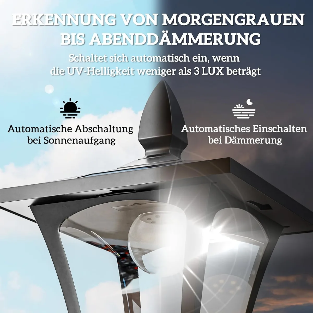 LED Solar Gartenlaterne, Gartenlampe aus Edelstahl 160 cm… — Ansicht 4