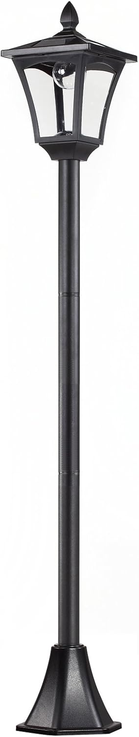 Outsunny LED Solar Gartenlaterne, Gartenlampe aus Edelstahl 160 cm hoch Stehleuchte IP44, Gartenlampe mit 40 Lumen Lichtsensor Solarlampe mit Erdspieß, Windlicht für Garten Balkon Schwarz