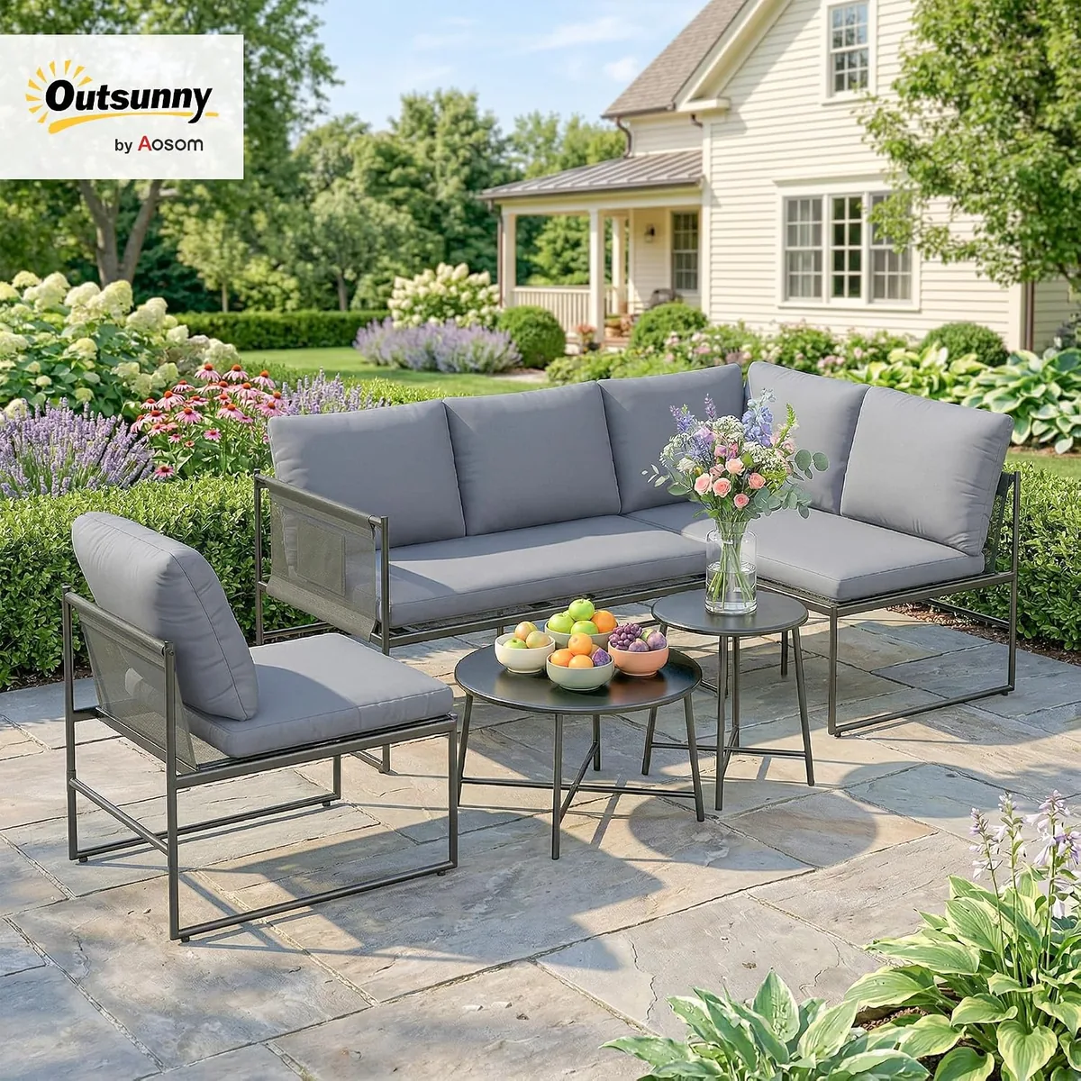 Lounge Gartenmöbel Set 4-5 Personen Gartenlounge Set mit… — Ansicht 2