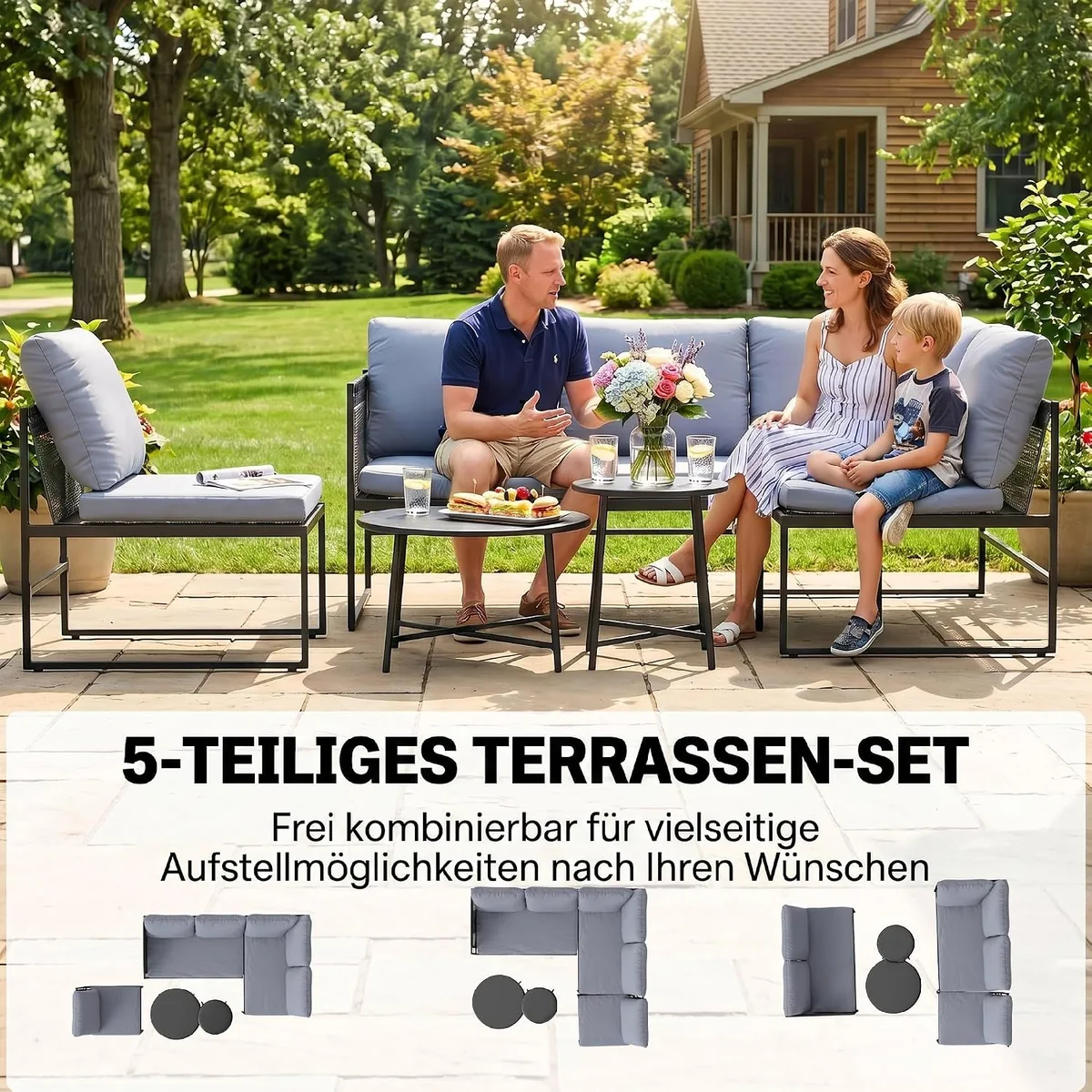 Lounge Gartenmöbel Set 4-5 Personen Gartenlounge Set mit… — Ansicht 3