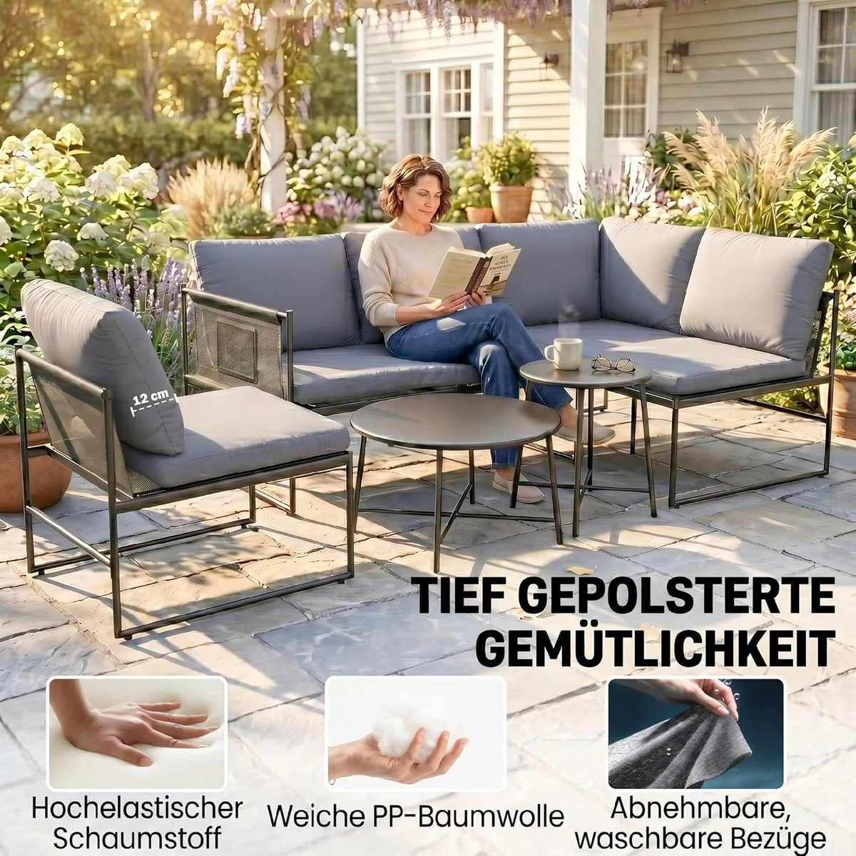 Lounge Gartenmöbel Set 4-5 Personen Gartenlounge Set mit… — Ansicht 4
