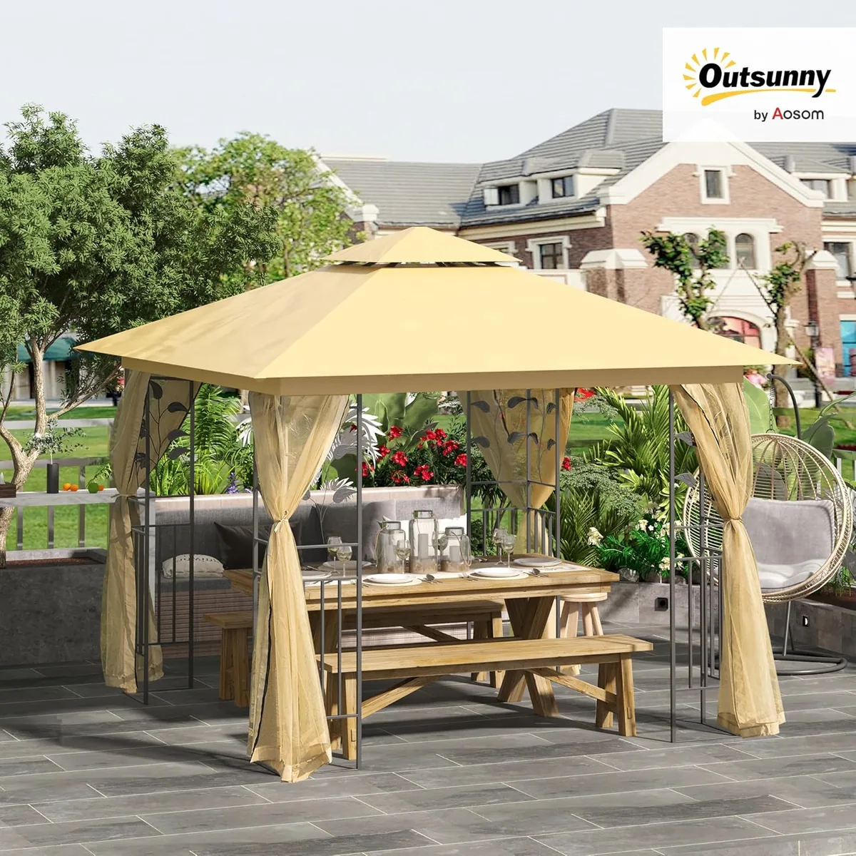 Luxus Pavillon 3x3 m Gartenpavillon mit Doppeldach… — Ansicht 2