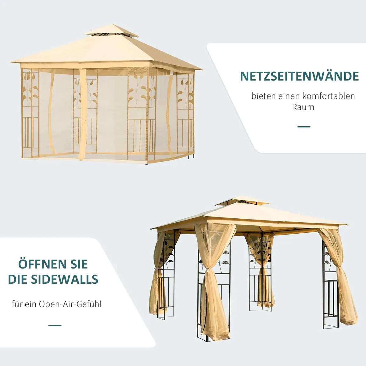 Luxus Pavillon 3x3 m Gartenpavillon mit Doppeldach… — Ansicht 3