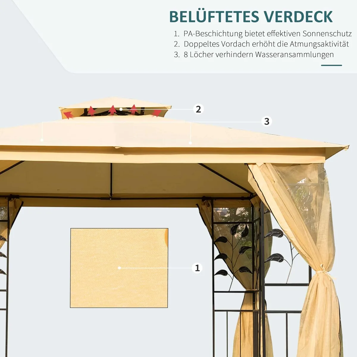 Luxus Pavillon 3x3 m Gartenpavillon mit Doppeldach… — Ansicht 4