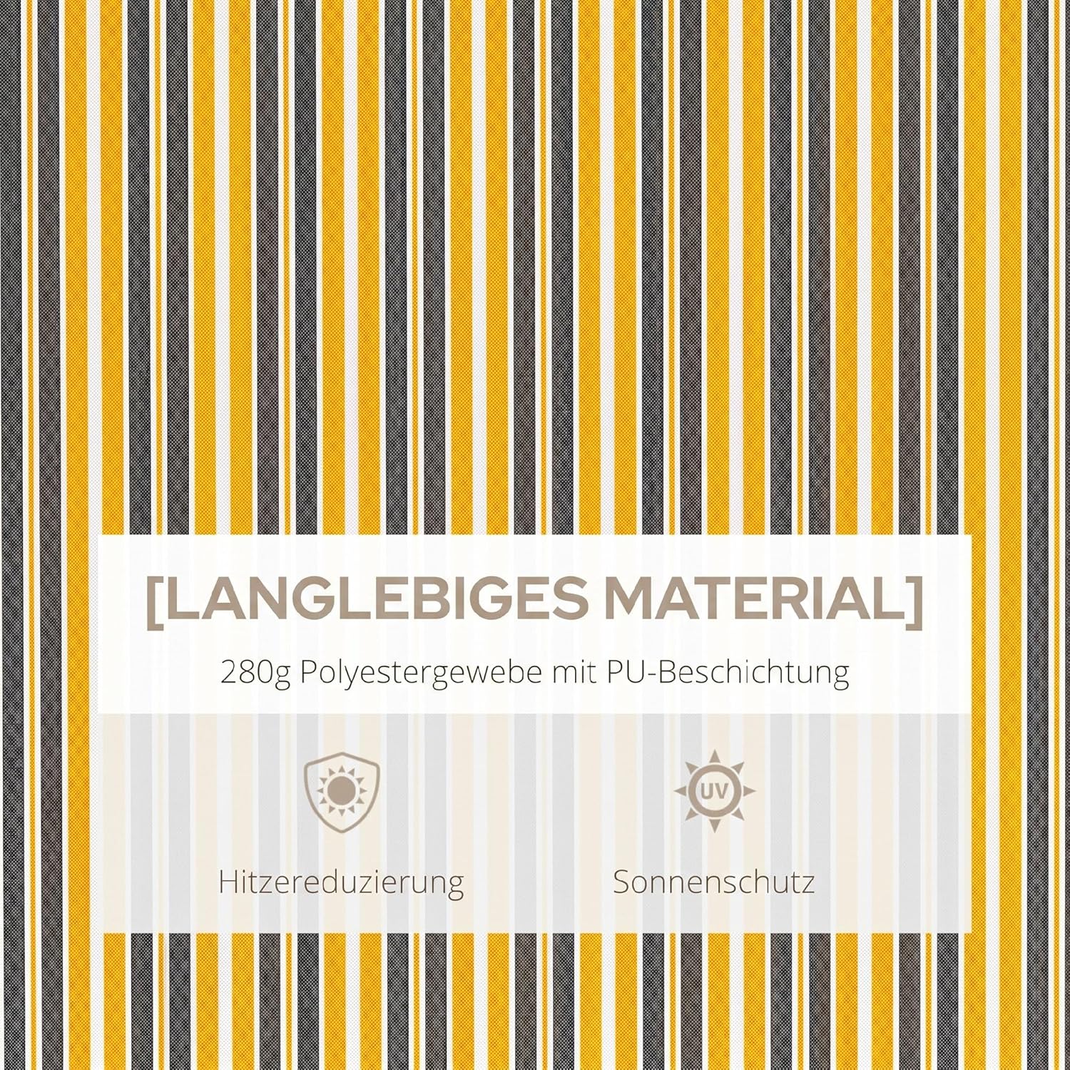 Outsunny Markise Gelenkarmmarkise Sonnenschutz mit Handkurbel 3,5 x 2,5m Gelb Grau Alu Polyester — Ansicht 3