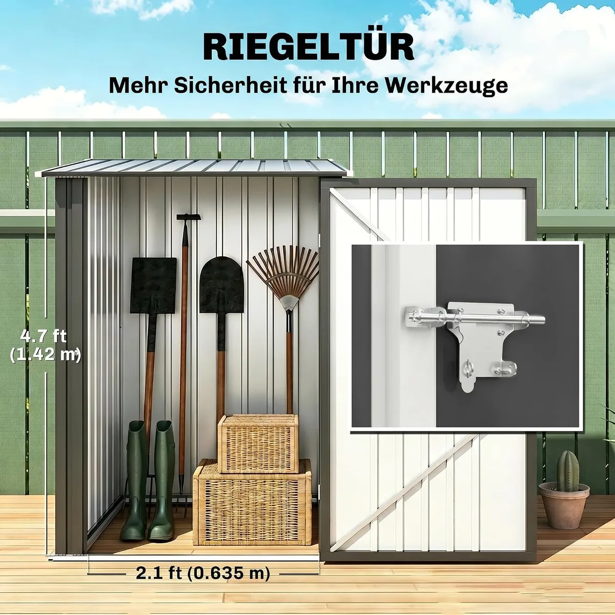 Metall Gerätehaus 0,92 m2 100x103x160cm Geräteschuppen… — Ansicht 4