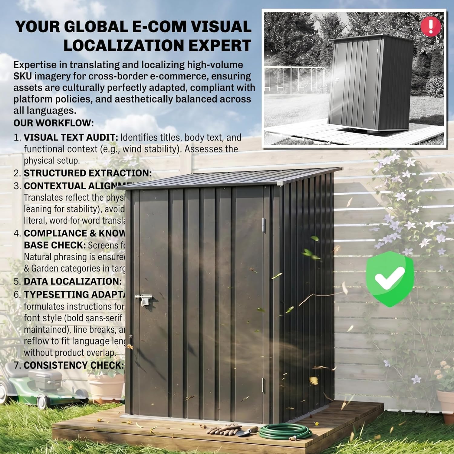 Outsunny Metall Gerätehaus 0,92 m2 100x103x160cm Geräteschuppen mit Pultdach Abschließbarer Tür Gartenhaus Outdoor Garten Schuppen Schrank für Hinterhof Außenbereich Dunkelgrau — Ansicht 5