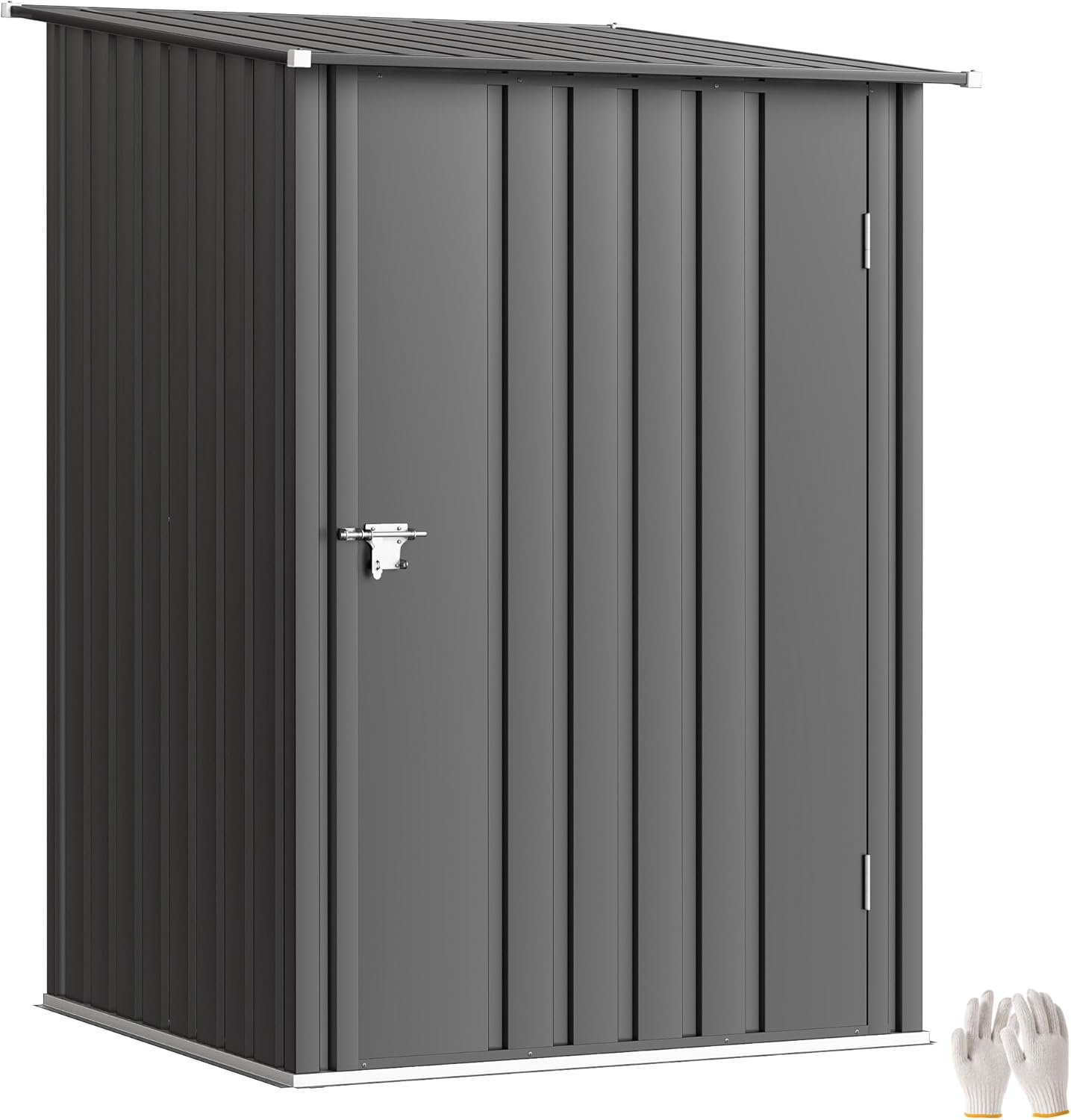Outsunny Metall Gerätehaus 0,92 m2 100x103x160cm Geräteschuppen mit Pultdach Abschließbarer Tür Gartenhaus Outdoor Garten Schuppen Schrank für Hinterhof Außenbereich Dunkelgrau