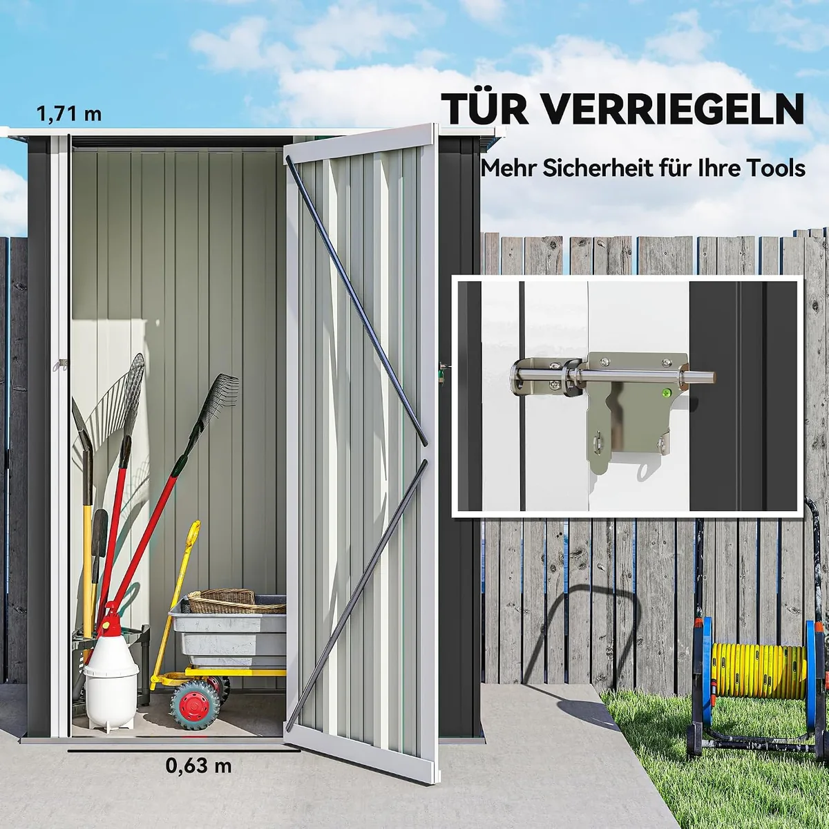 Metall Gerätehaus 1,07 m2 142 x 86 x 189 cm… — Ansicht 4