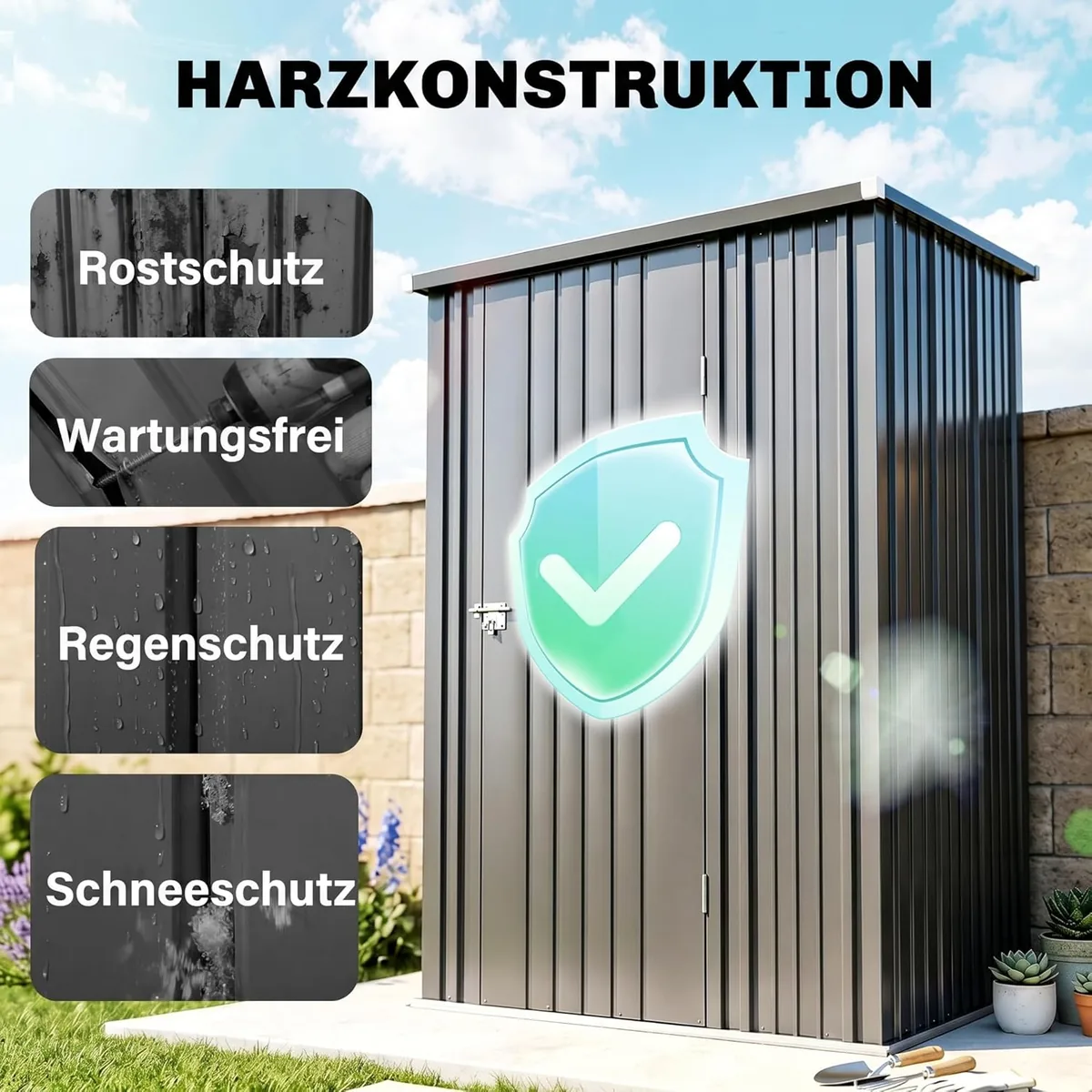Metall Gerätehaus 1,34m2 161,5 x 94,5 x 196cm… — Ansicht 3