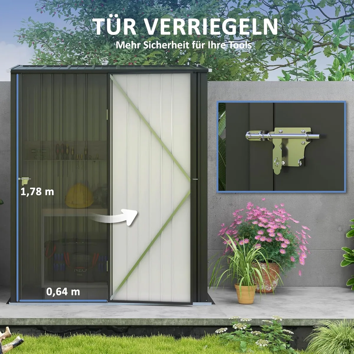 Metall Gerätehaus 1,34m2 161,5 x 94,5 x 196cm… — Ansicht 4