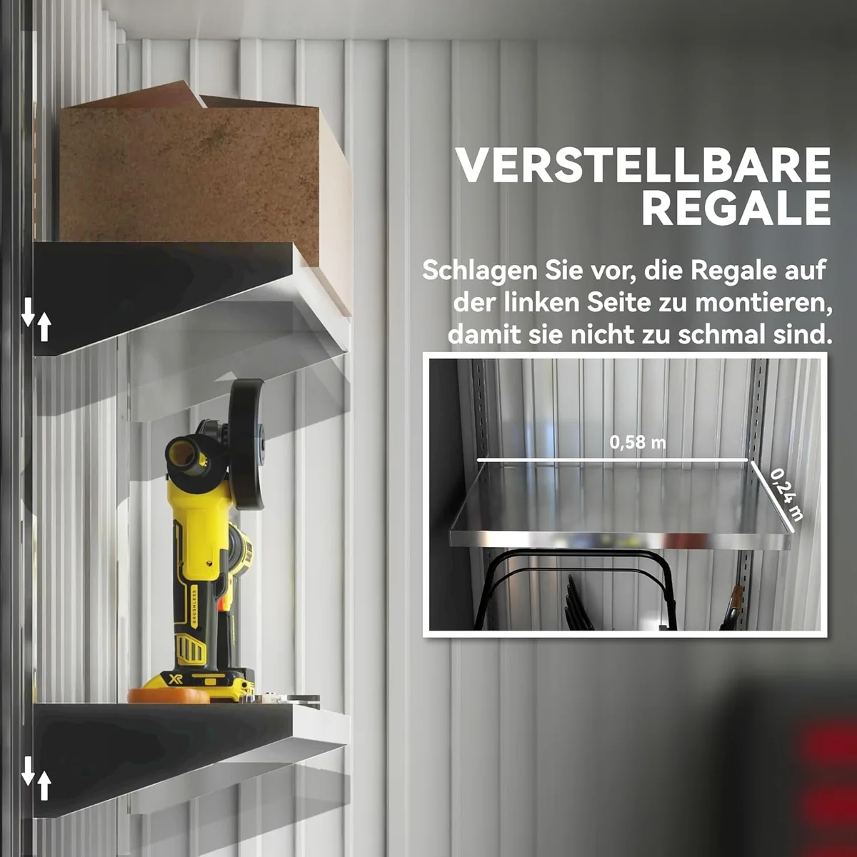 Metall Gerätehaus 1,36m2 161 x 95 x 181cm Geräteschuppen… — Ansicht 4