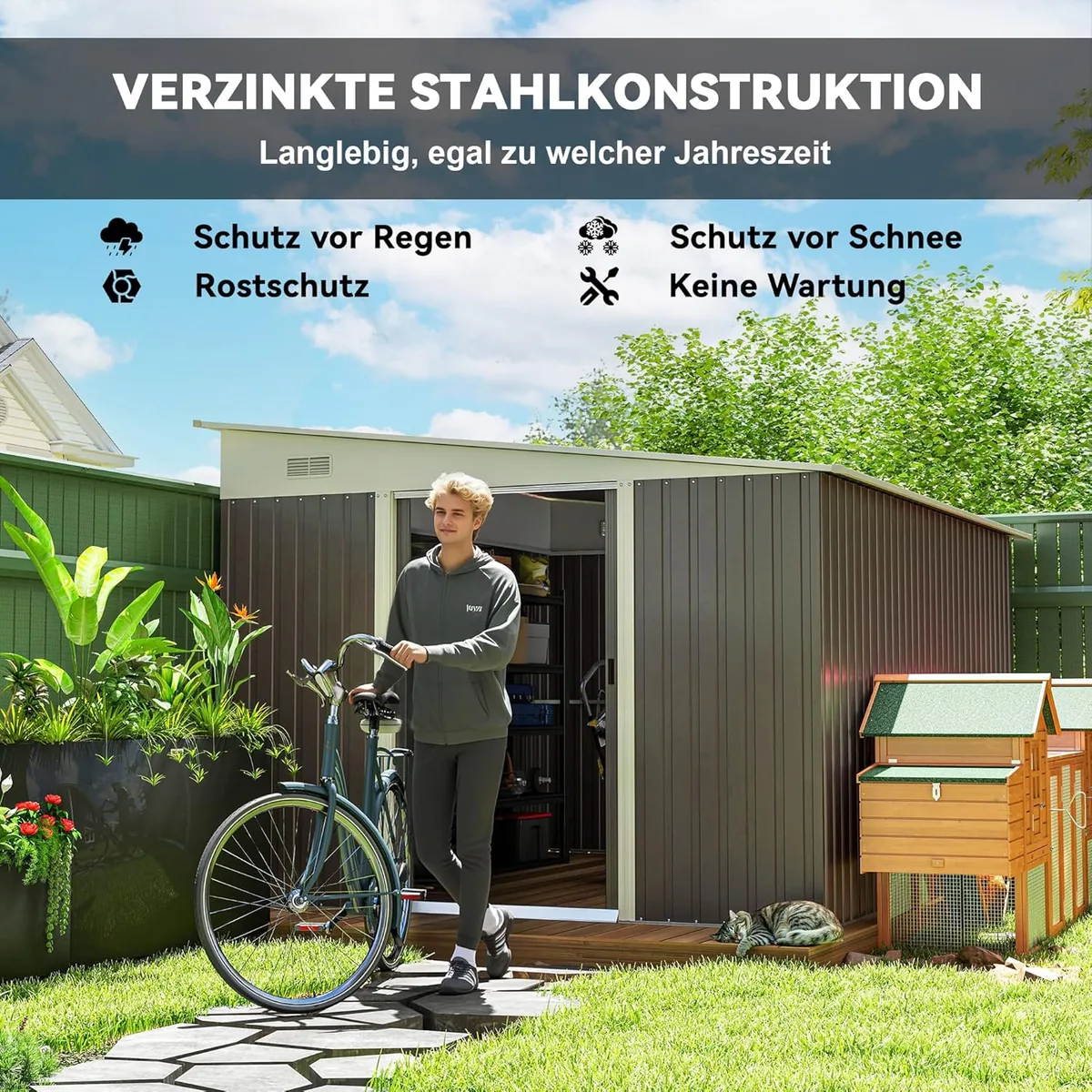 Metall Gerätehaus 19,4m3 280x345x201cm Geräteschuppen mit… — Ansicht 4