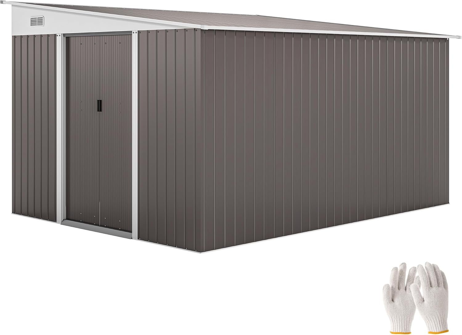 Outsunny Metall Gerätehaus 19,4m3 280x345x201cm Geräteschuppen mit Pultdach Schiebetür wetterfest Gartenhaus Outdoor Schrank Schuppen für Hinterhof Außenbereich Garten Anthrazit, Grau