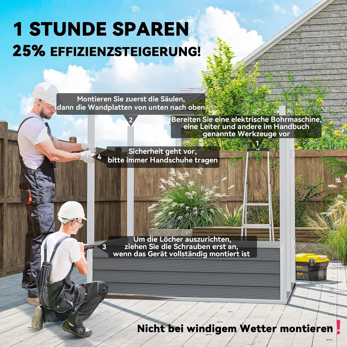 Metall Gerätehaus 2,3m2 142x184x181cm wetterfestes… — Ansicht 3
