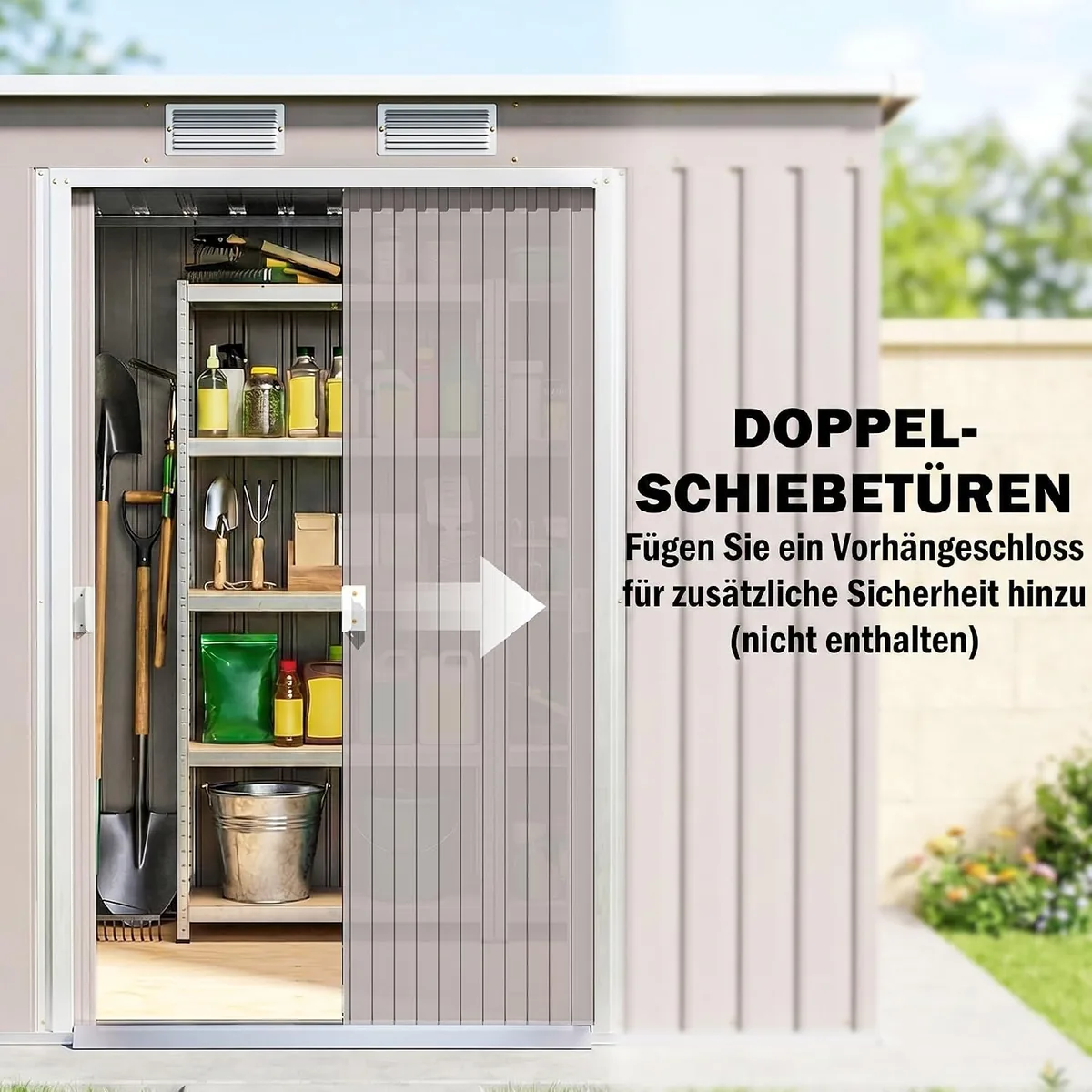 Metall Gerätehaus 2,42 m2, Geräteschuppen mit Pultdach… — Ansicht 4