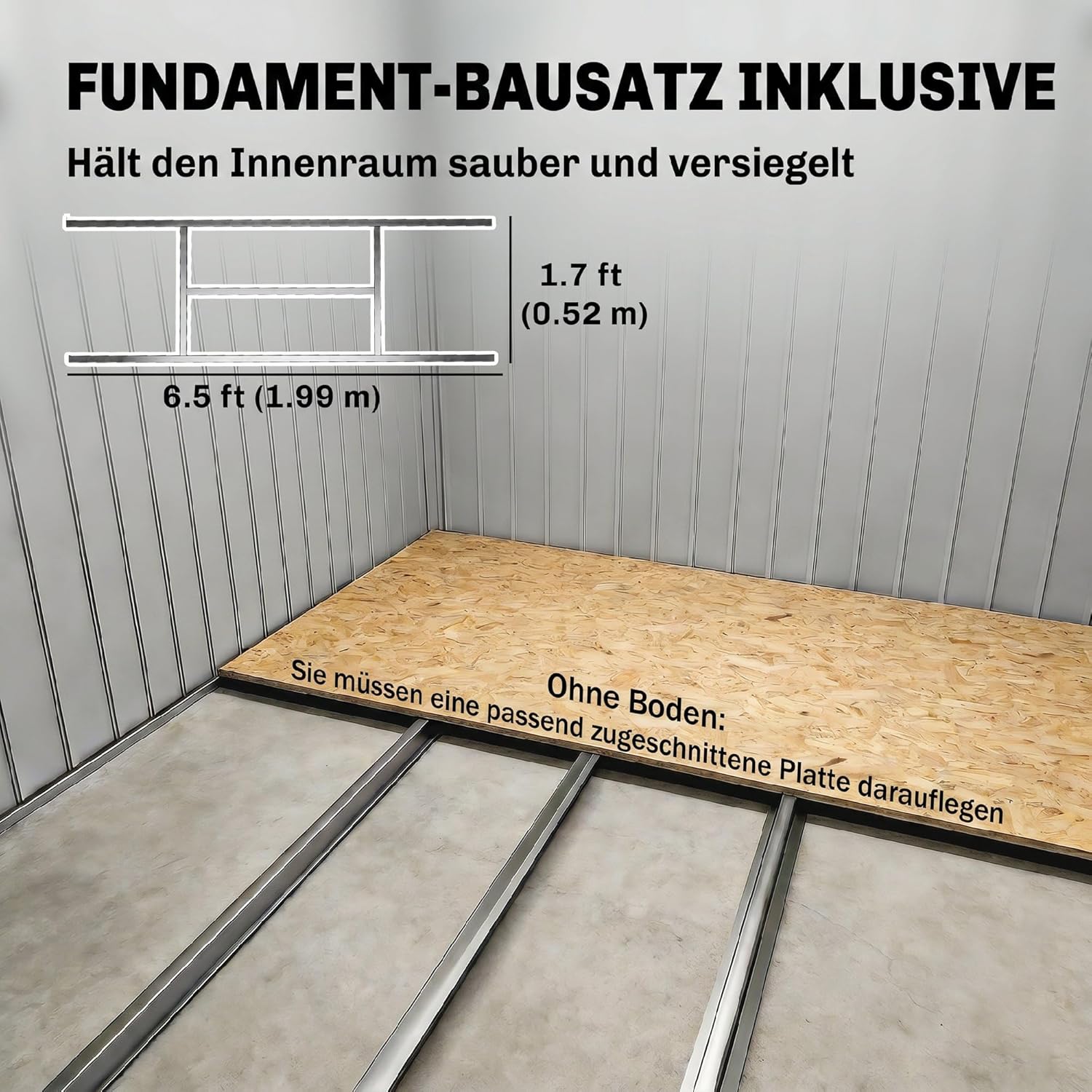 Outsunny Metall Gerätehaus 2,42 m2, Geräteschuppen mit Pultdach Abschließbarer Doppelschiebetür Belüftung Bodenrahmen, 213 x 130 x 172 cm, wetterfest Outdoor Gartenhaus für Hinterhof Garten Hellgrau — Ansicht 5