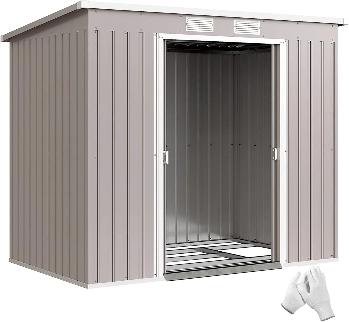 Metall Gerätehaus 2,42 m2, Geräteschuppen mit Pultdach…