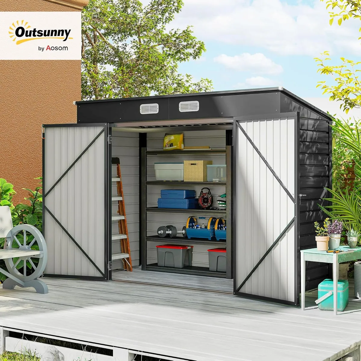 Metall Gerätehaus 2,7 m2 249x121x183cm Geräteschuppen mit… — Ansicht 2