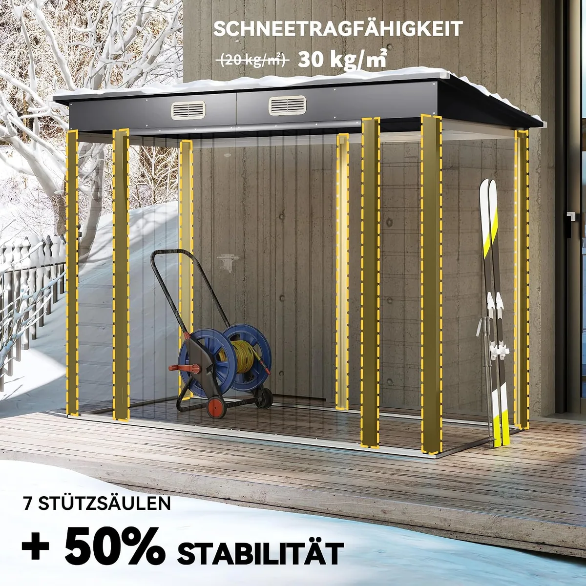 Metall Gerätehaus 2,7 m2 249x121x183cm Geräteschuppen mit… — Ansicht 4