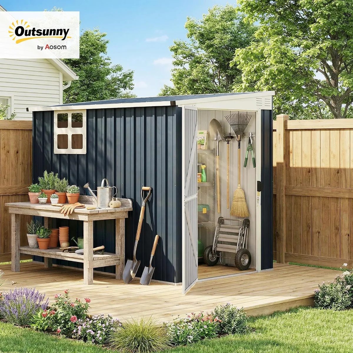 Metall Gerätehaus 2,7m2 128x231x181cm Geräteschuppen mit… — Ansicht 2