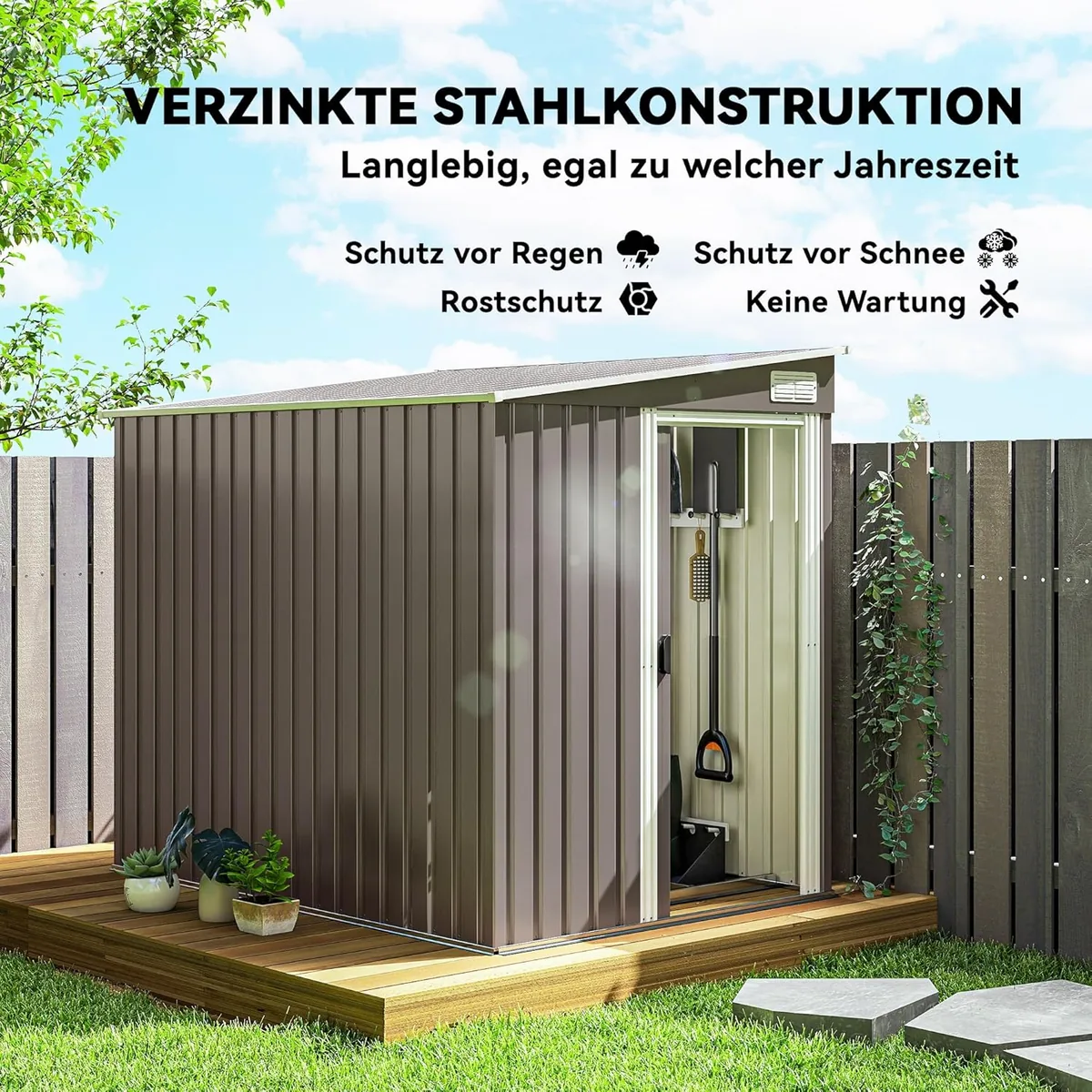 Metall Gerätehaus 2,81m2 154x206,5x181 cm Geräteschuppen… — Ansicht 3
