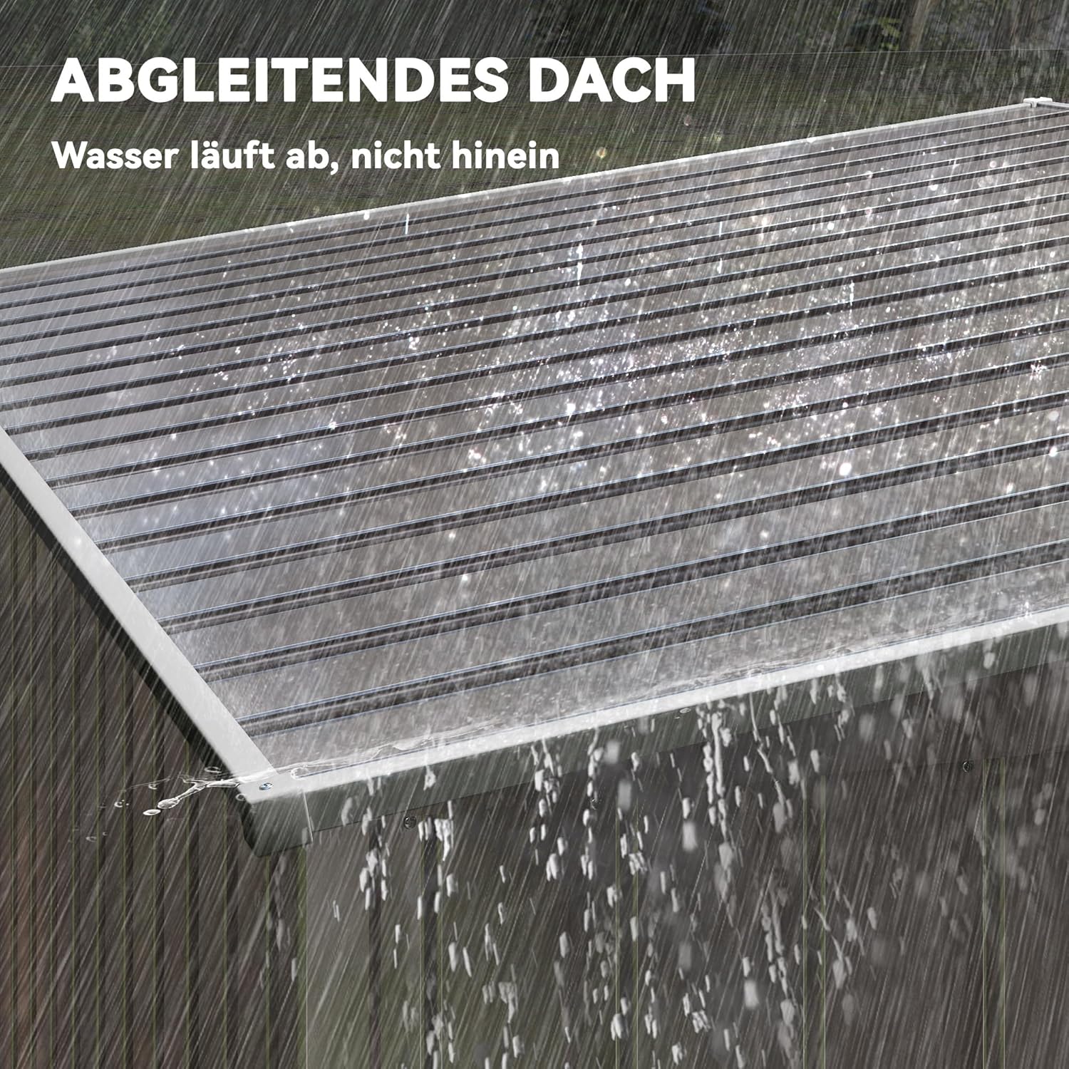 Outsunny Metall Gerätehaus 2,81m2 154x206,5x181 cm Geräteschuppen mit Pultdach Fundament Schiebetür wetterfest Gartenhaus Outdoor Garten Schuppen Schrank für Hinterhof Außenbereich Hellgrau — Ansicht 6
