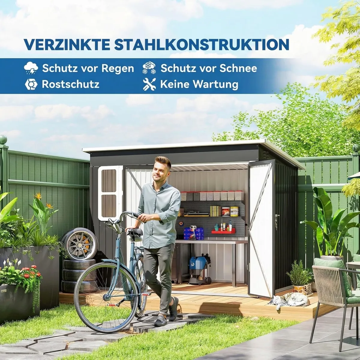 Metall Gerätehaus 4,13 m2 Geräteschuppen mit Fenster… — Ansicht 3
