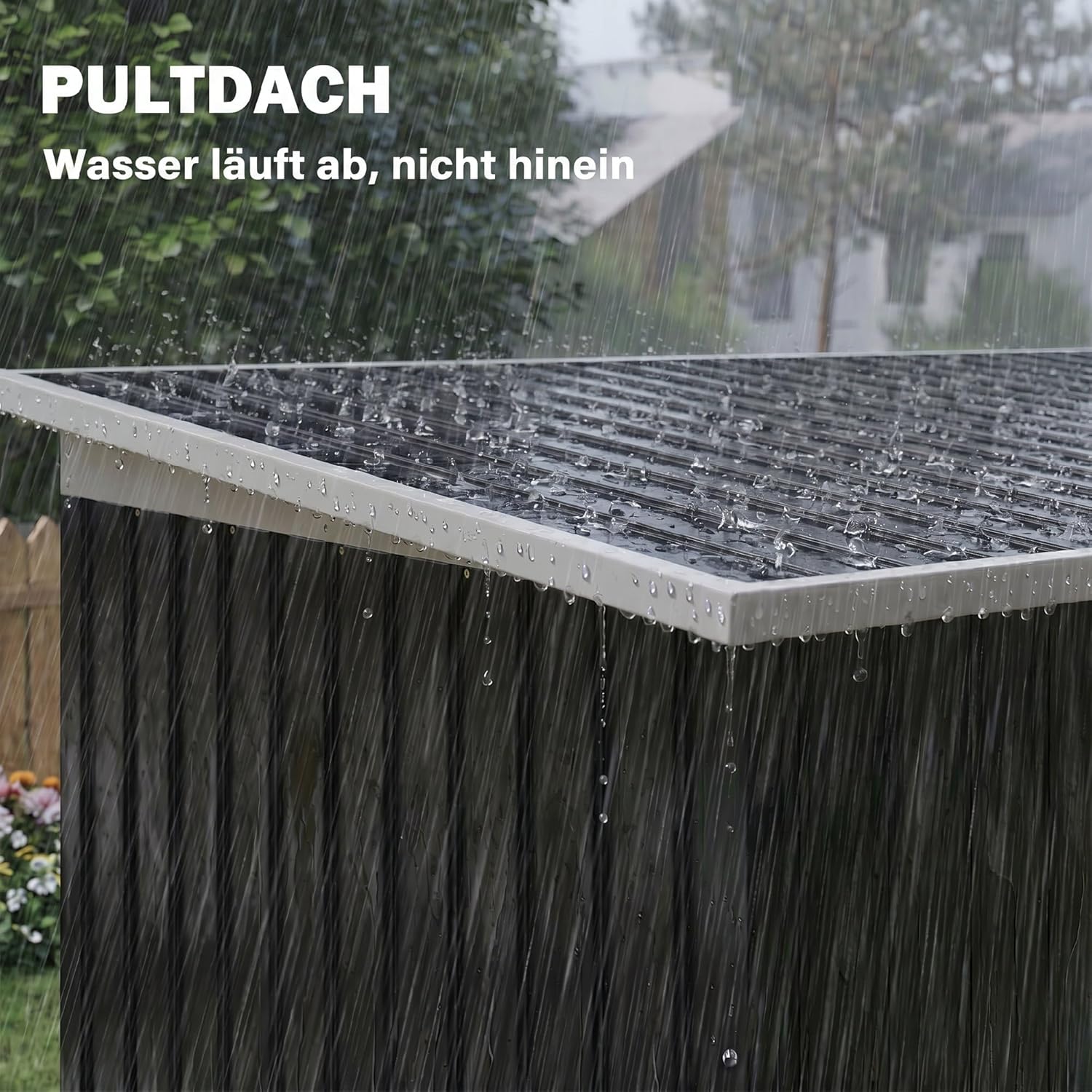 Outsunny Metall Gerätehaus 6,3m3 280x130x172cm Geräteschuppen mit Pultdach Schiebetür wetterfest Gartenhaus Outdoor Garten Schuppen Schrank für Hinterhof Außenbereich Anthrazit, Dunkelgrau — Ansicht 6