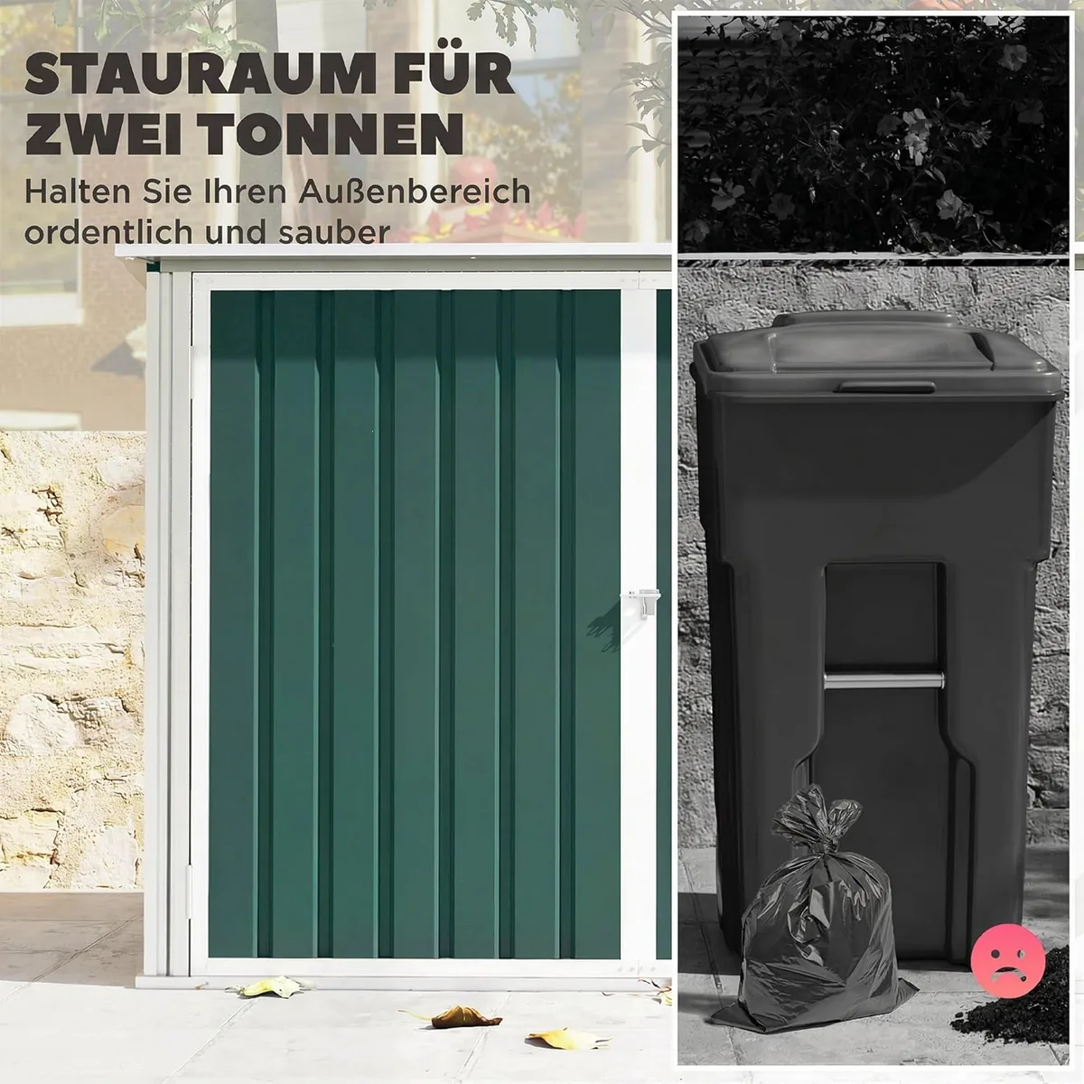 Mülltonnenbox für 2 Mülltonnen aus verzinktem Stahl… — Ansicht 3