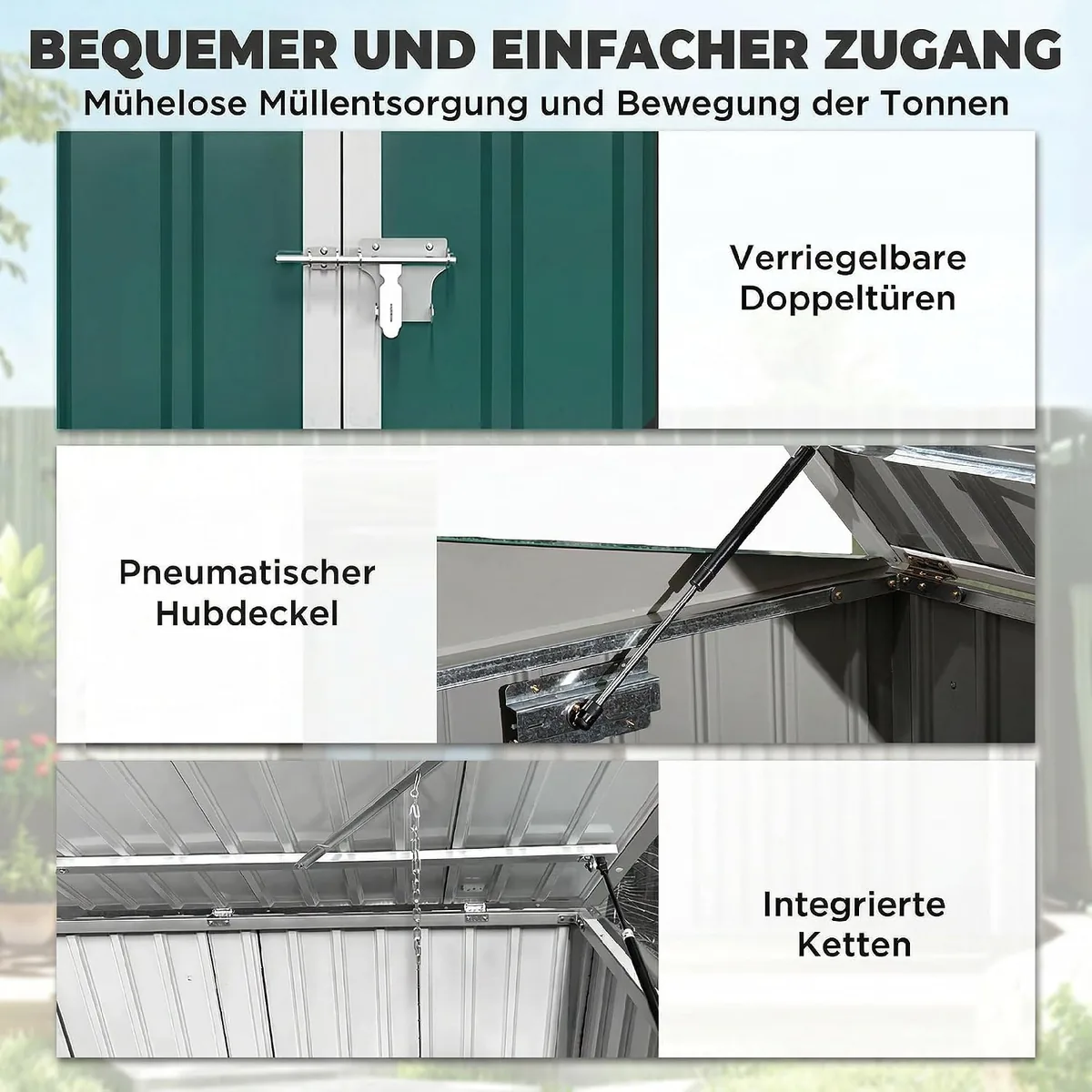 Mülltonnenbox für 2 Mülltonnen aus verzinktem Stahl… — Ansicht 4