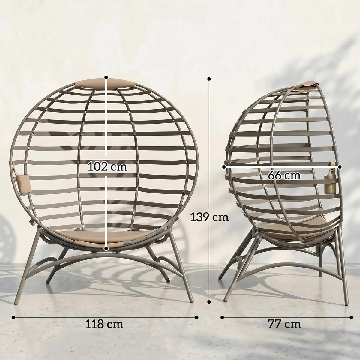 Papasansessel Gartenstuhl mit Kissen Korb-Stuhl oval… — Ansicht 3