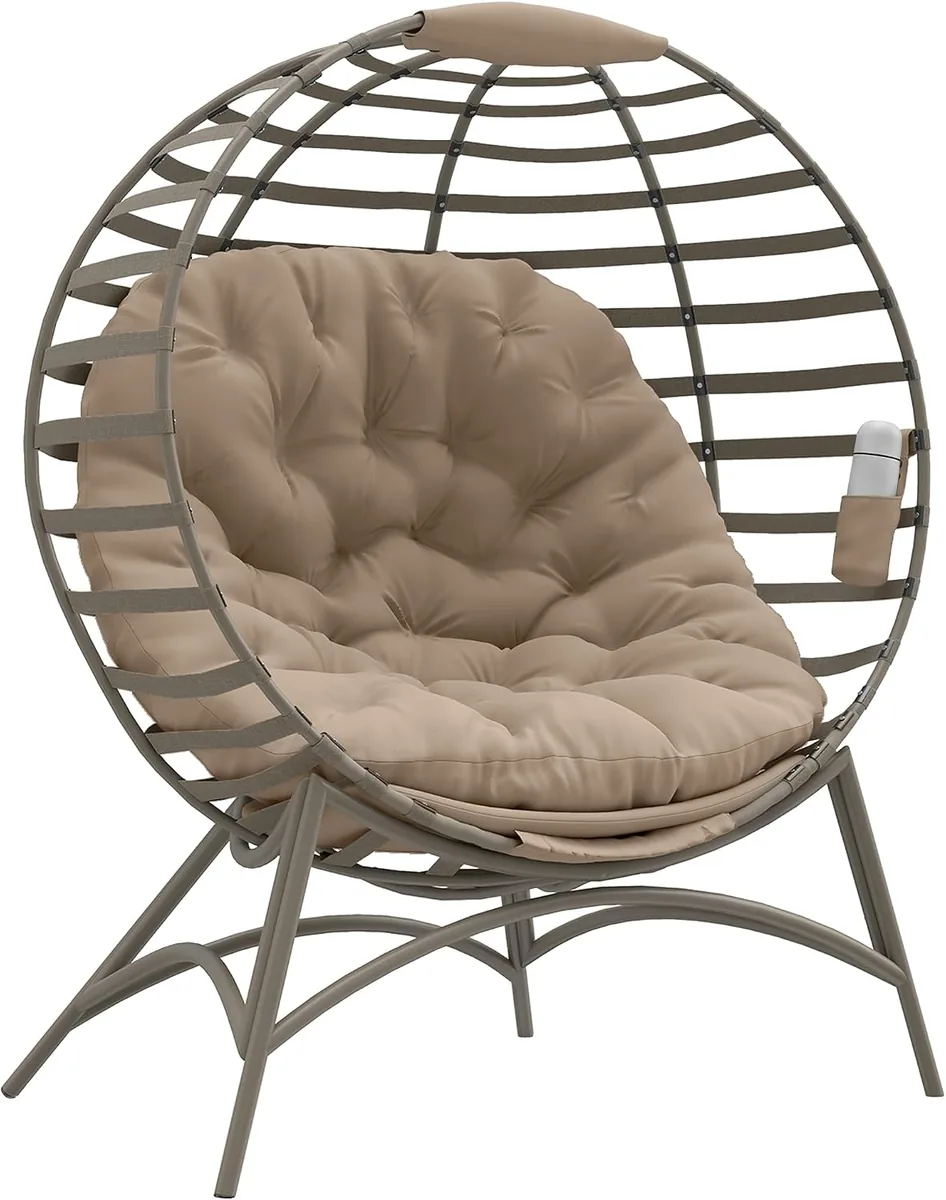 Papasansessel Gartenstuhl mit Kissen Korb-Stuhl oval…