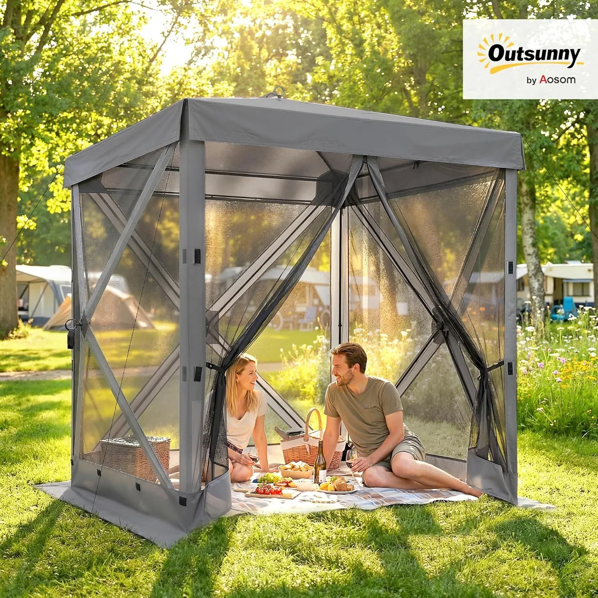 Pavillon 1,85x1,85m Wasserdicht Stabil Winterfest Pop-up… — Ansicht 2