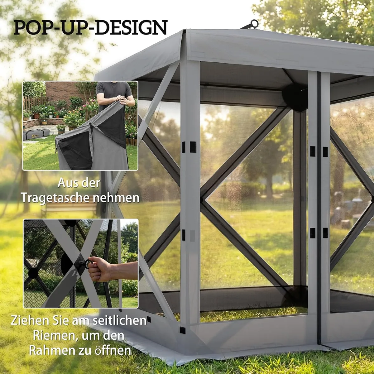 Pavillon 1,85x1,85m Wasserdicht Stabil Winterfest Pop-up… — Ansicht 3