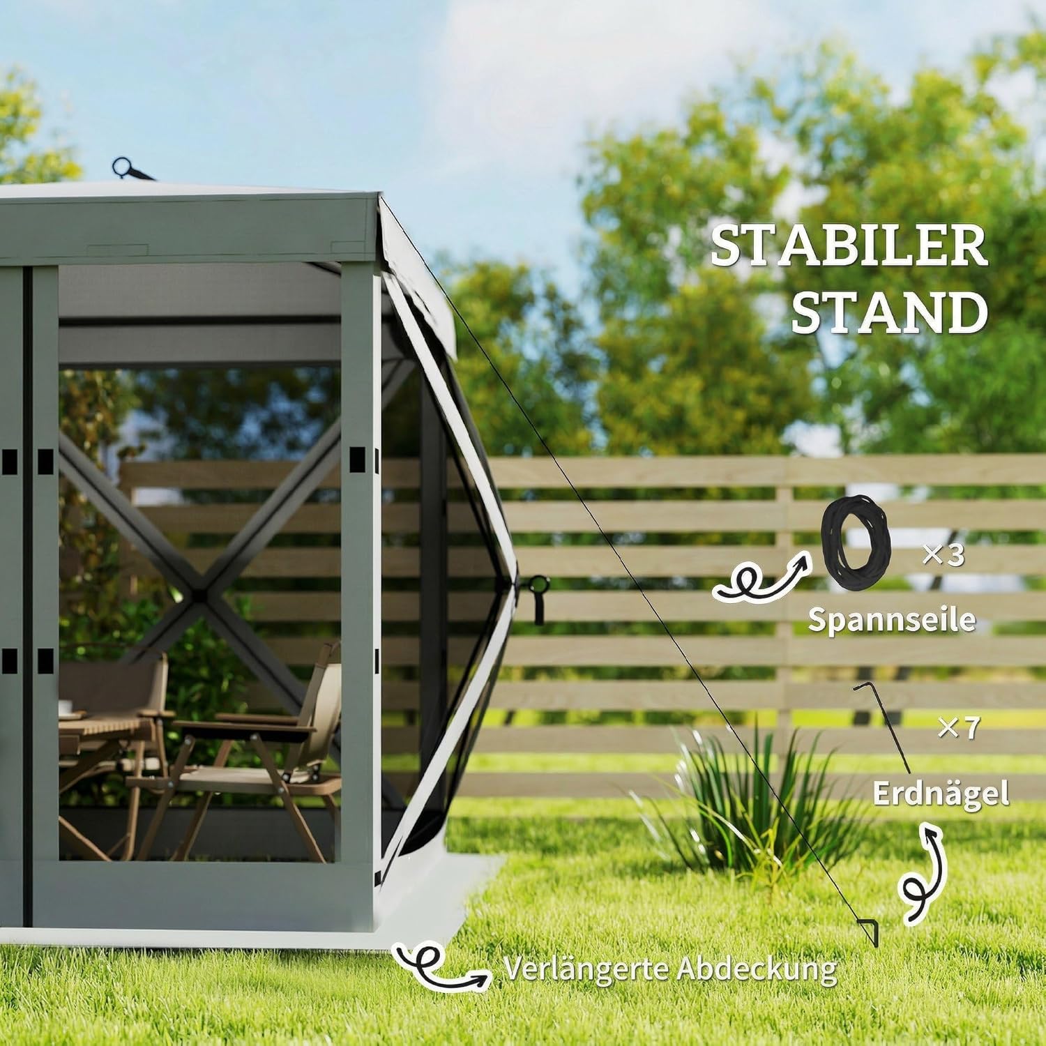 Outsunny Pavillon 1,85x1,85m Wasserdicht Stabil Winterfest Pop-up Faltpavillon mit 4 Mesh-Seitenteilen Tasche, UV 30+ Faltbar Partyzelt Gartenzelt Gartenpavillon für Garten Festival, Dunkelgrau — Ansicht 6