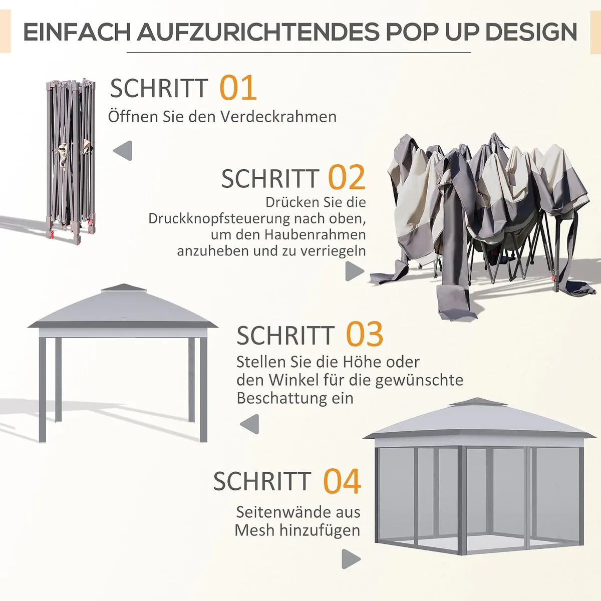 Pavillon 3,3x3,3m, wasserabweisend Winterfest Pop-up… — Ansicht 4
