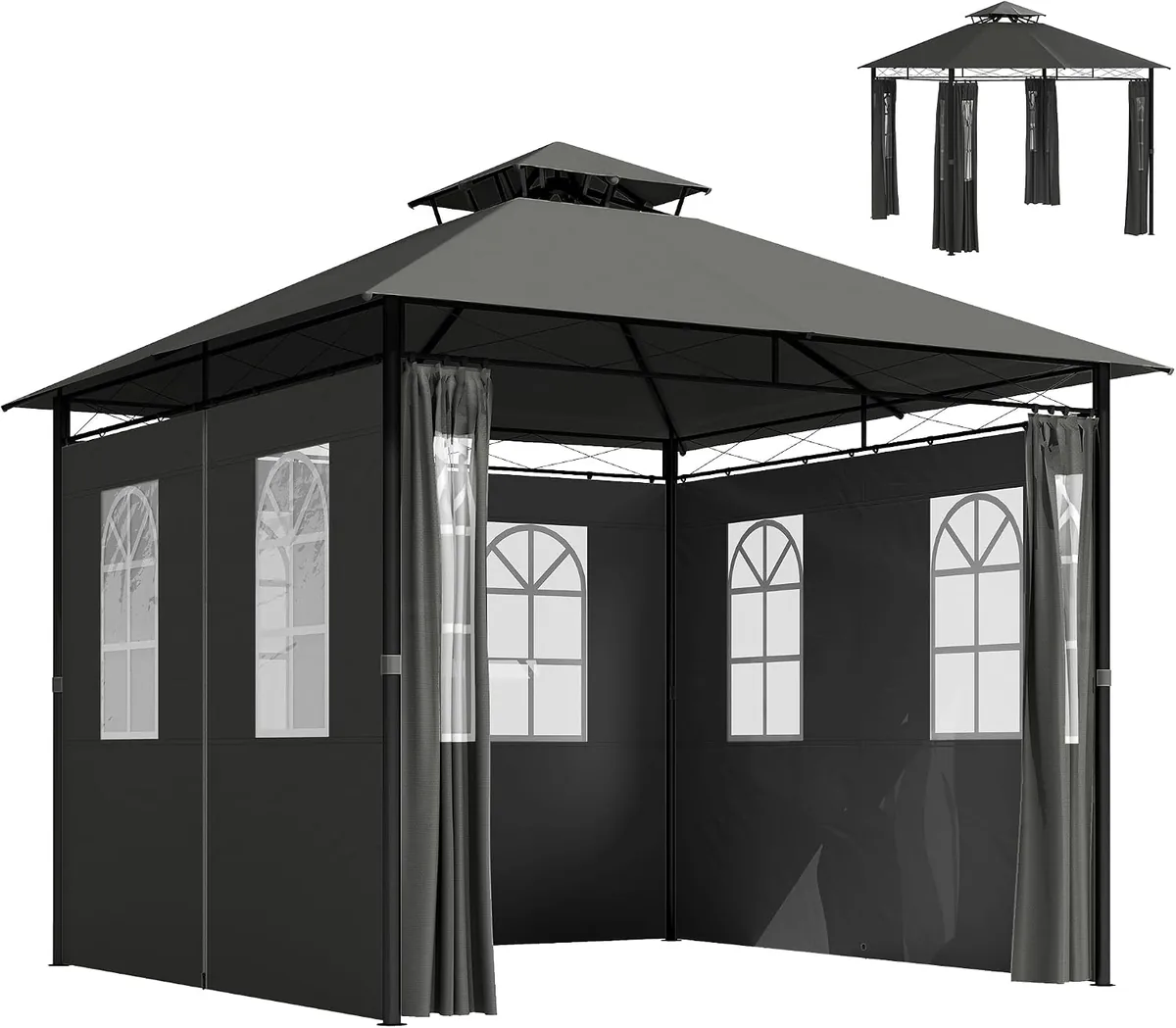 Pavillon 3 x 3 m, Gartenzelt mit Seitenwand…