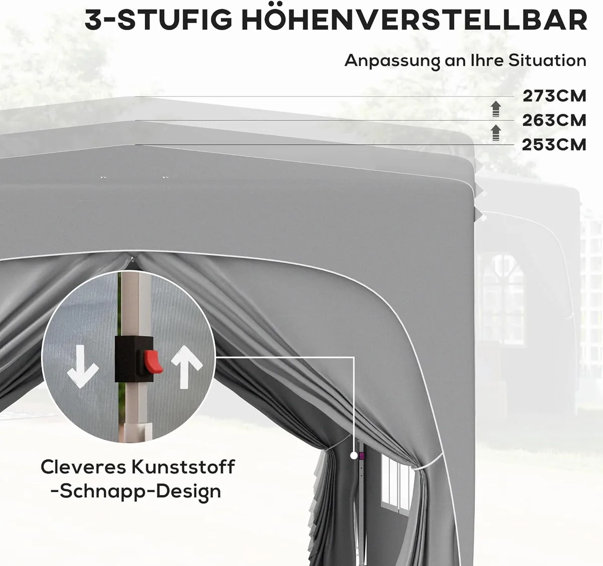 Pavillon 3x3m, wasserabweisend Stabil Winterfest Pop-up… — Ansicht 4
